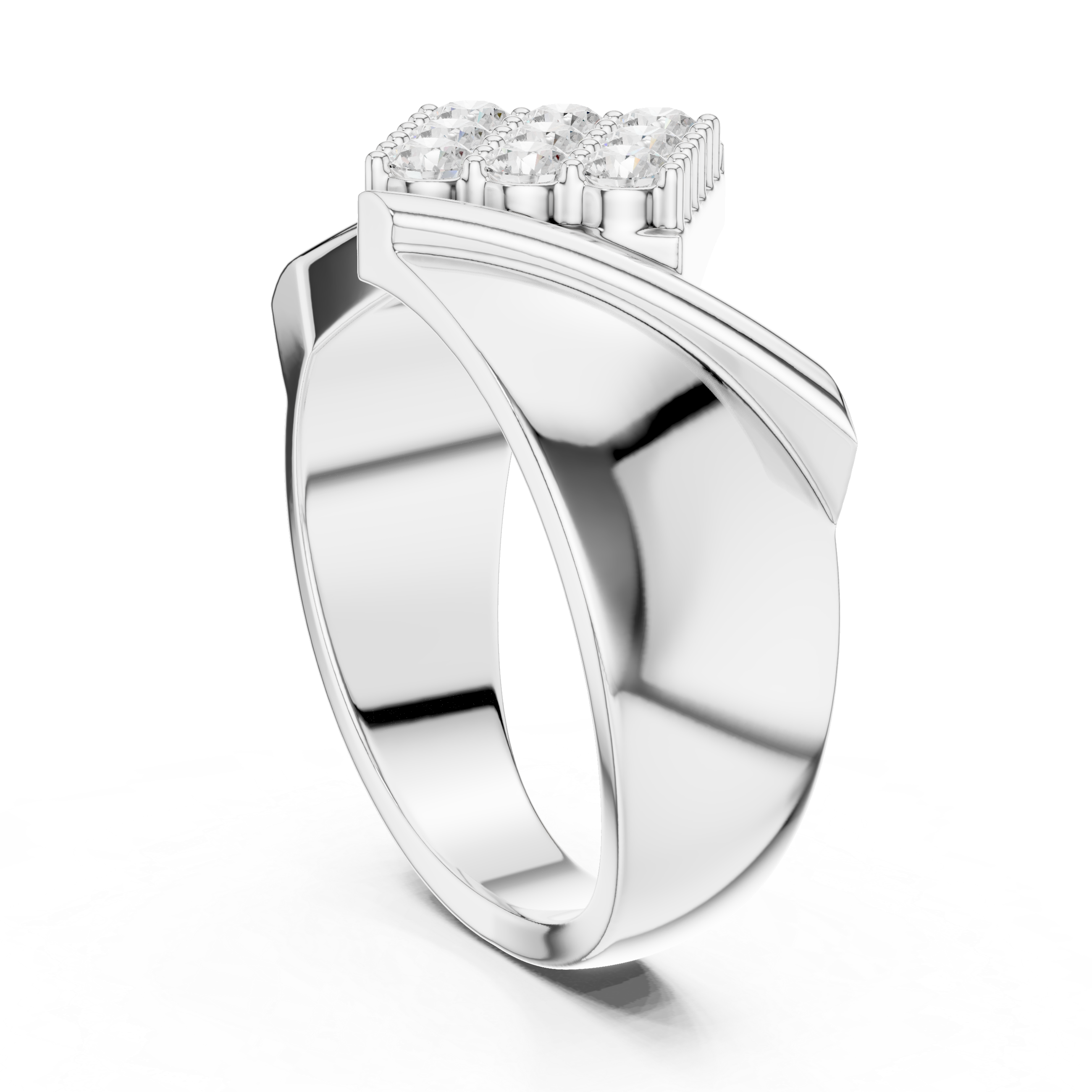 Diagonal Cluster Diamond Men’s Statement Ring
