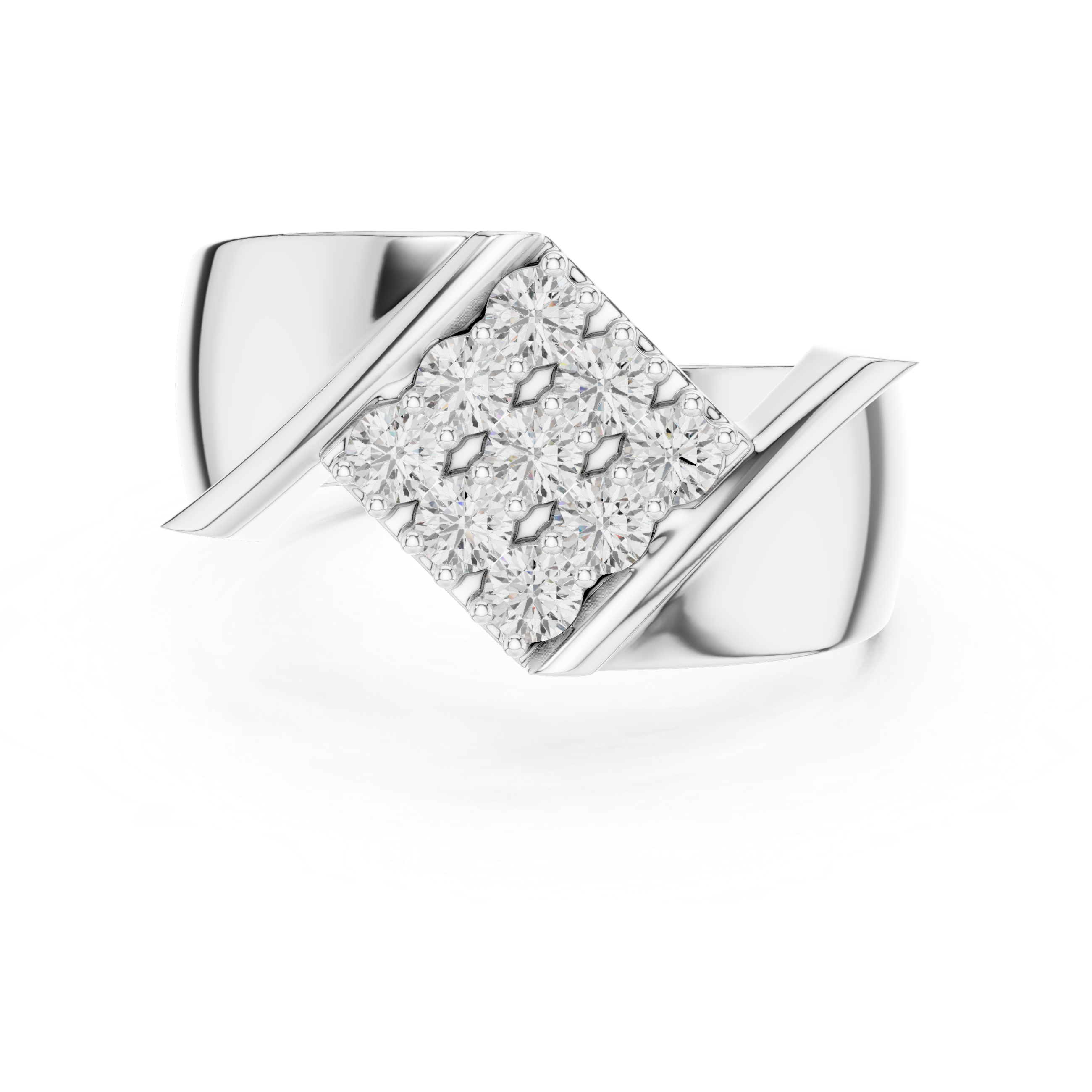 Diagonal Cluster Diamond Men’s Statement Ring