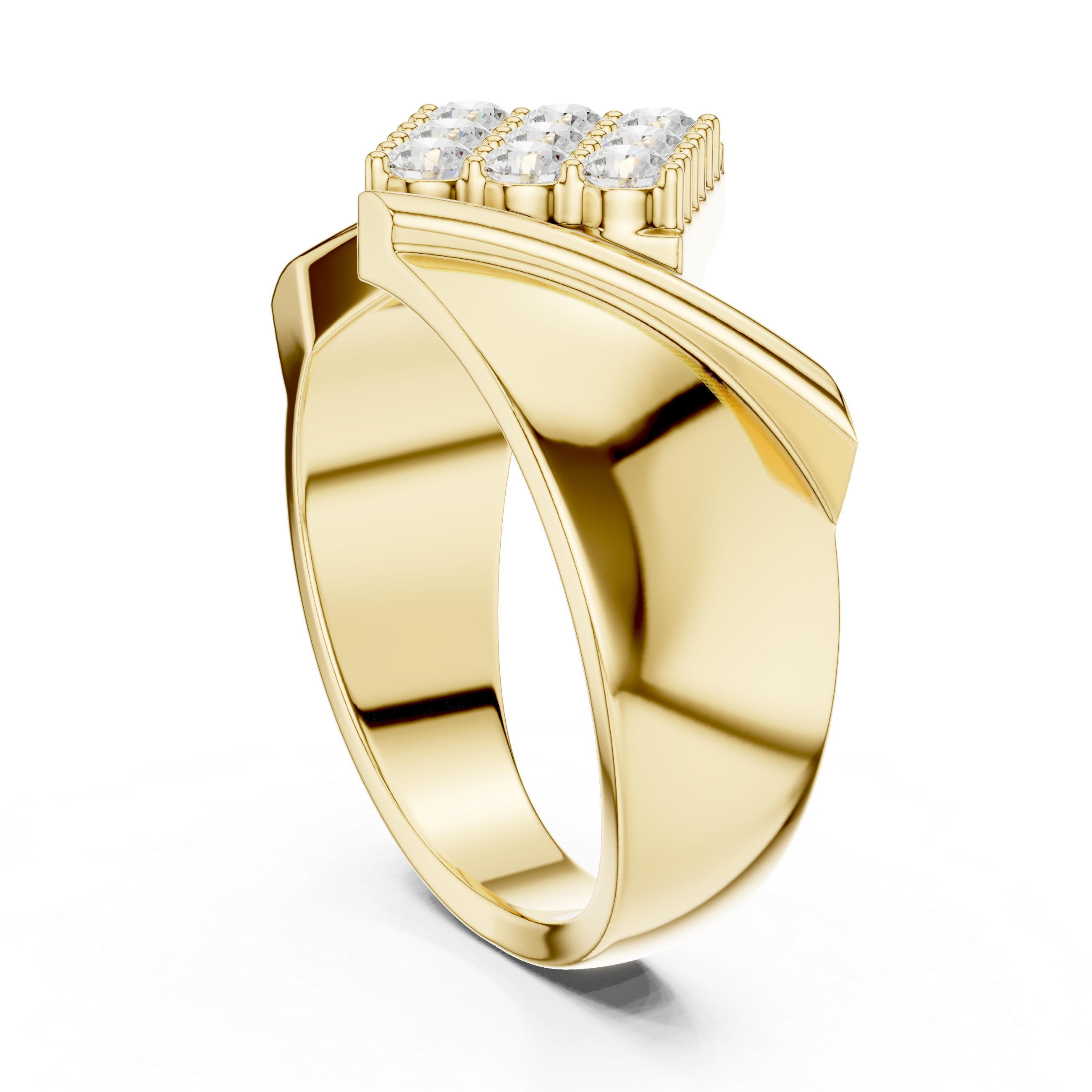 Diagonal Cluster Diamond Men’s Statement Ring
