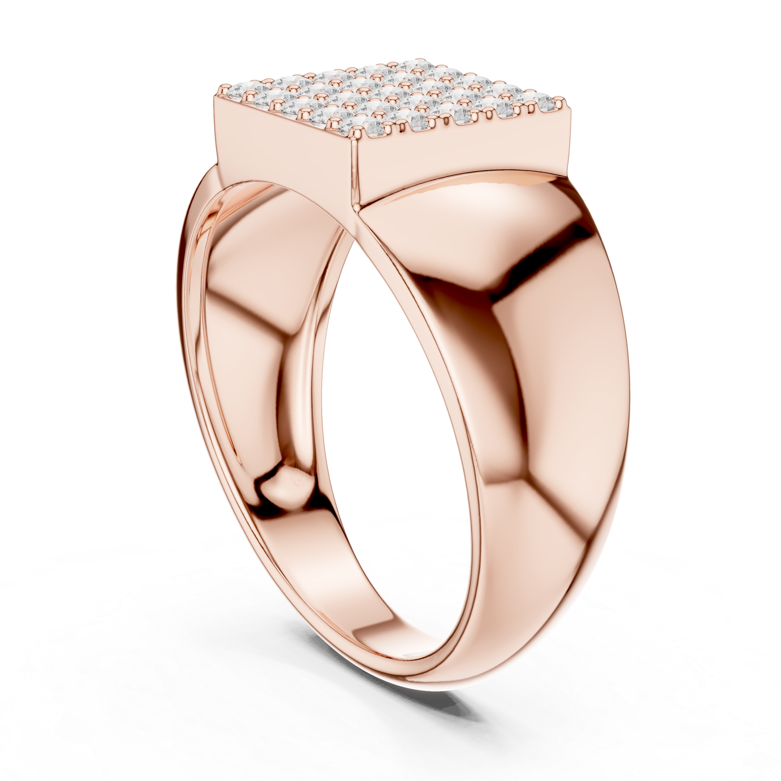 Square Cluster Diamond Men’s Signet Ring