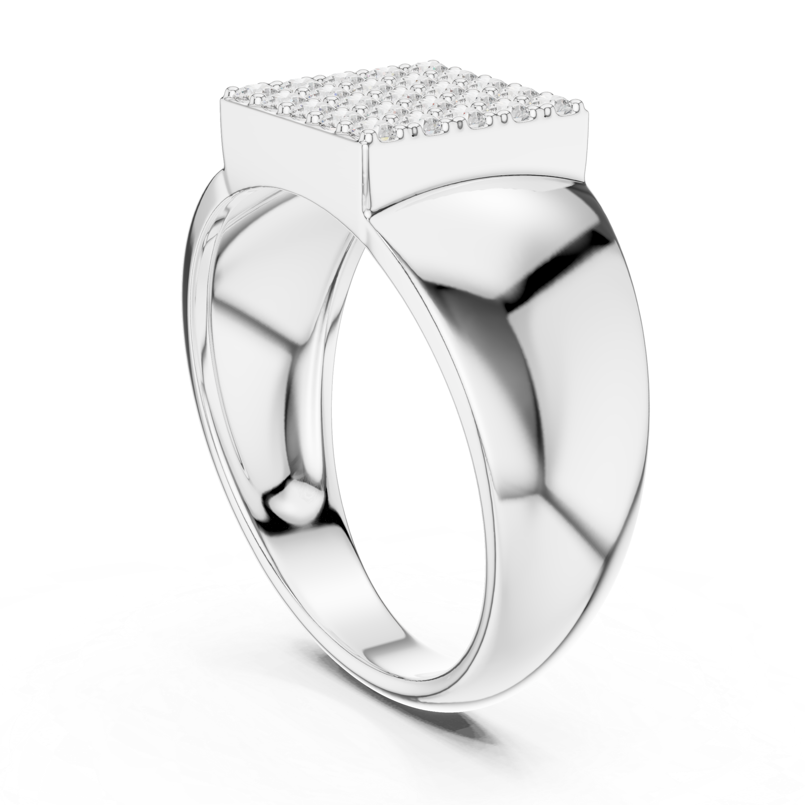 Square Cluster Diamond Men’s Signet Ring