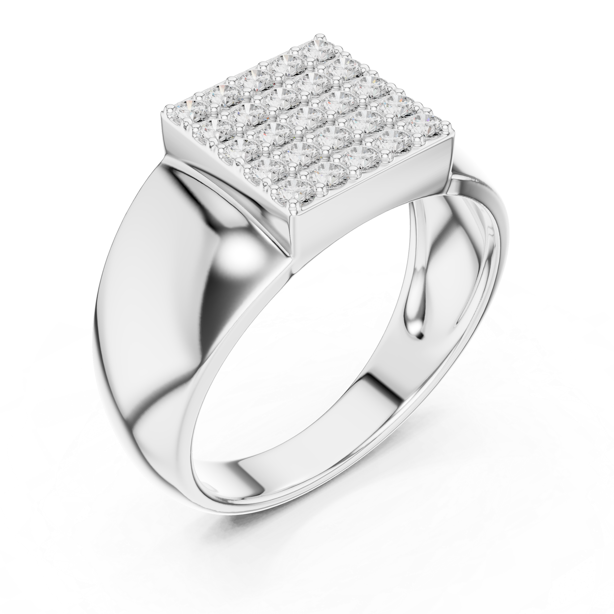 Square Cluster Diamond Men’s Signet Ring