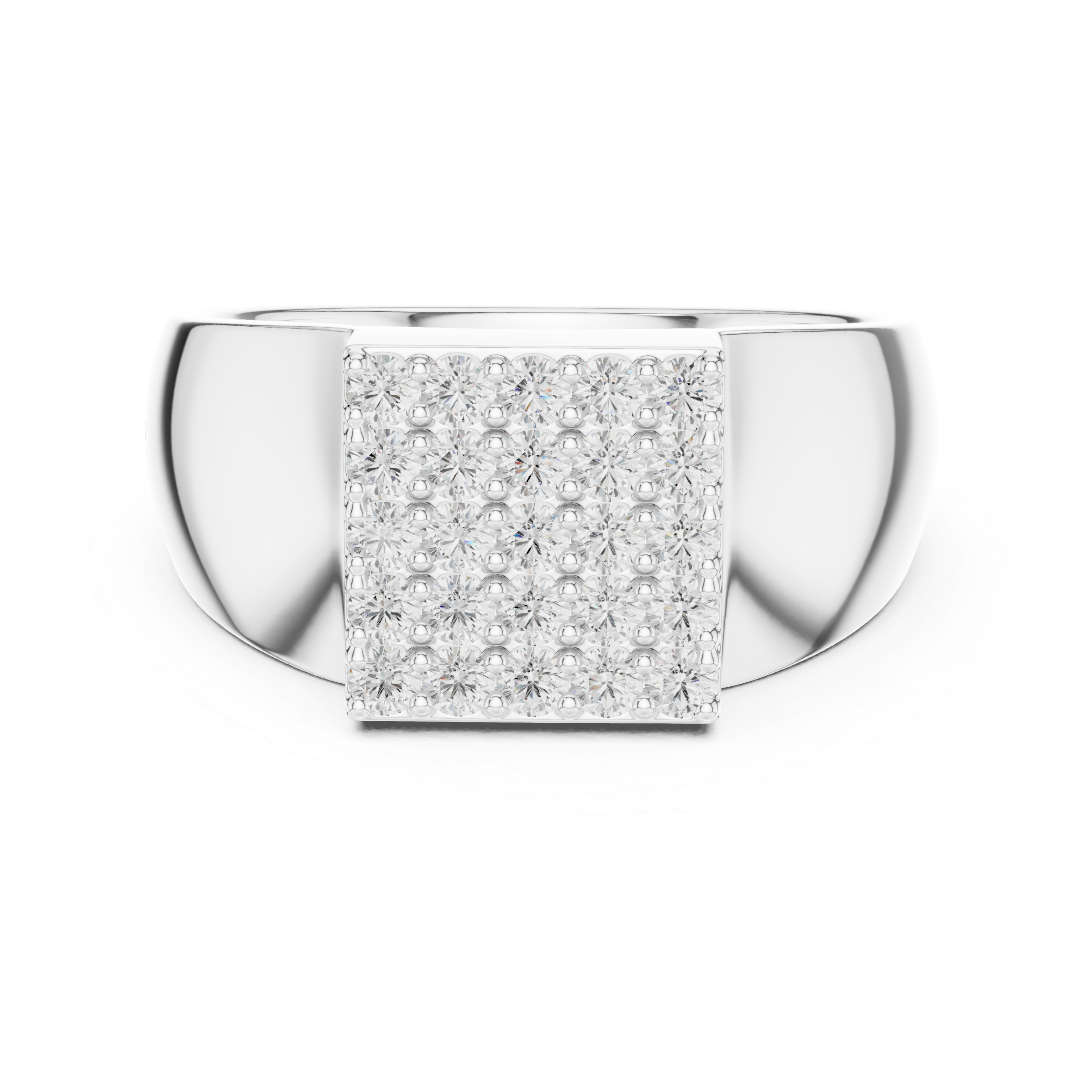 Square Cluster Diamond Men’s Signet Ring