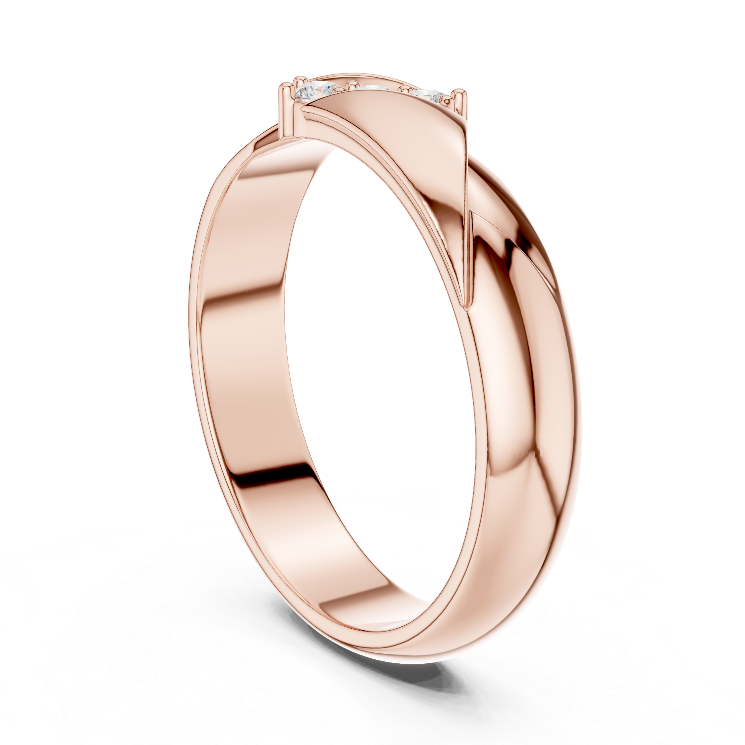 Diagonal Twist Three-Stone Diamond Men’s Ring