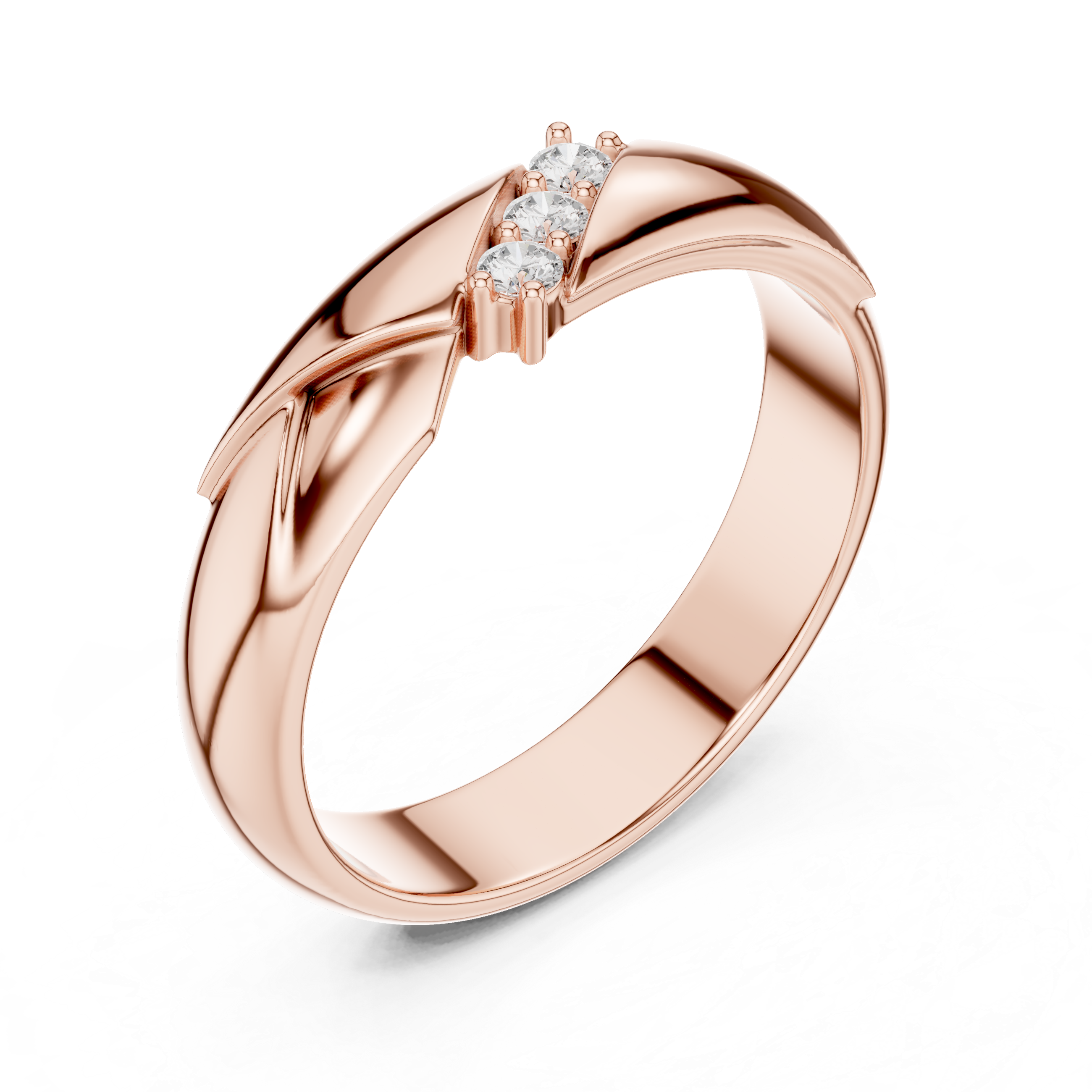 Diagonal Twist Three-Stone Diamond Men’s Ring