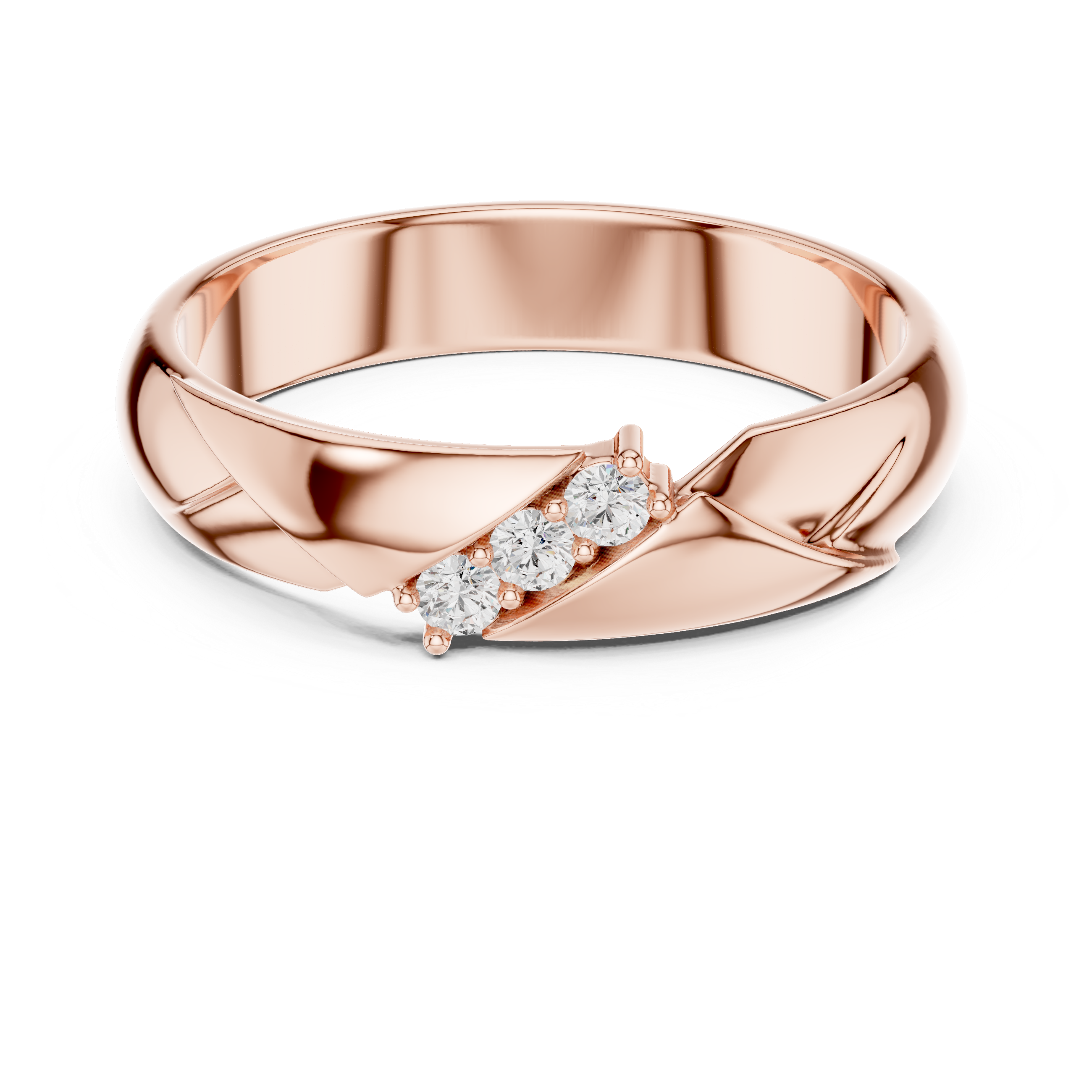 Diagonal Twist Three-Stone Diamond Men’s Ring