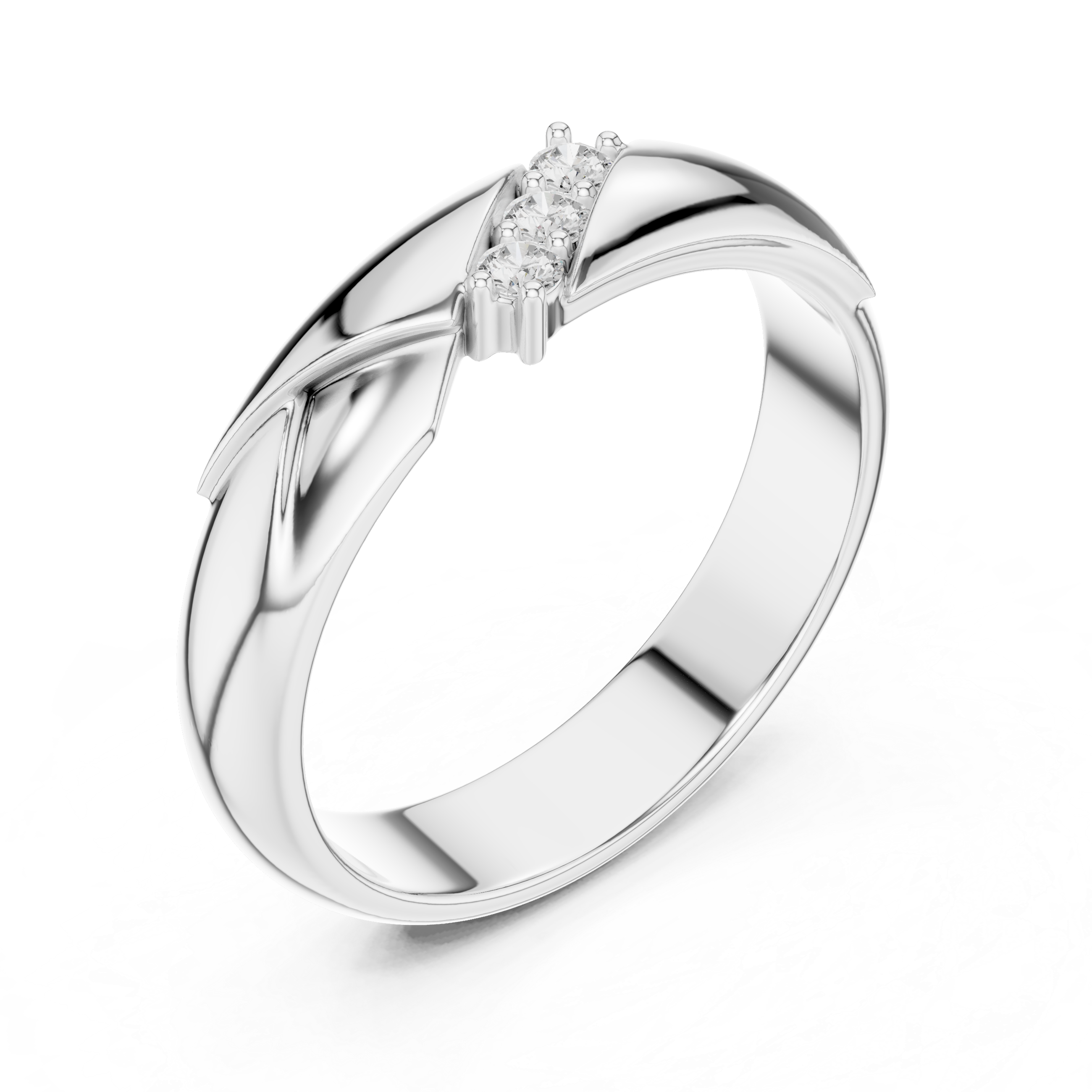 Diagonal Twist Three-Stone Diamond Men’s Ring