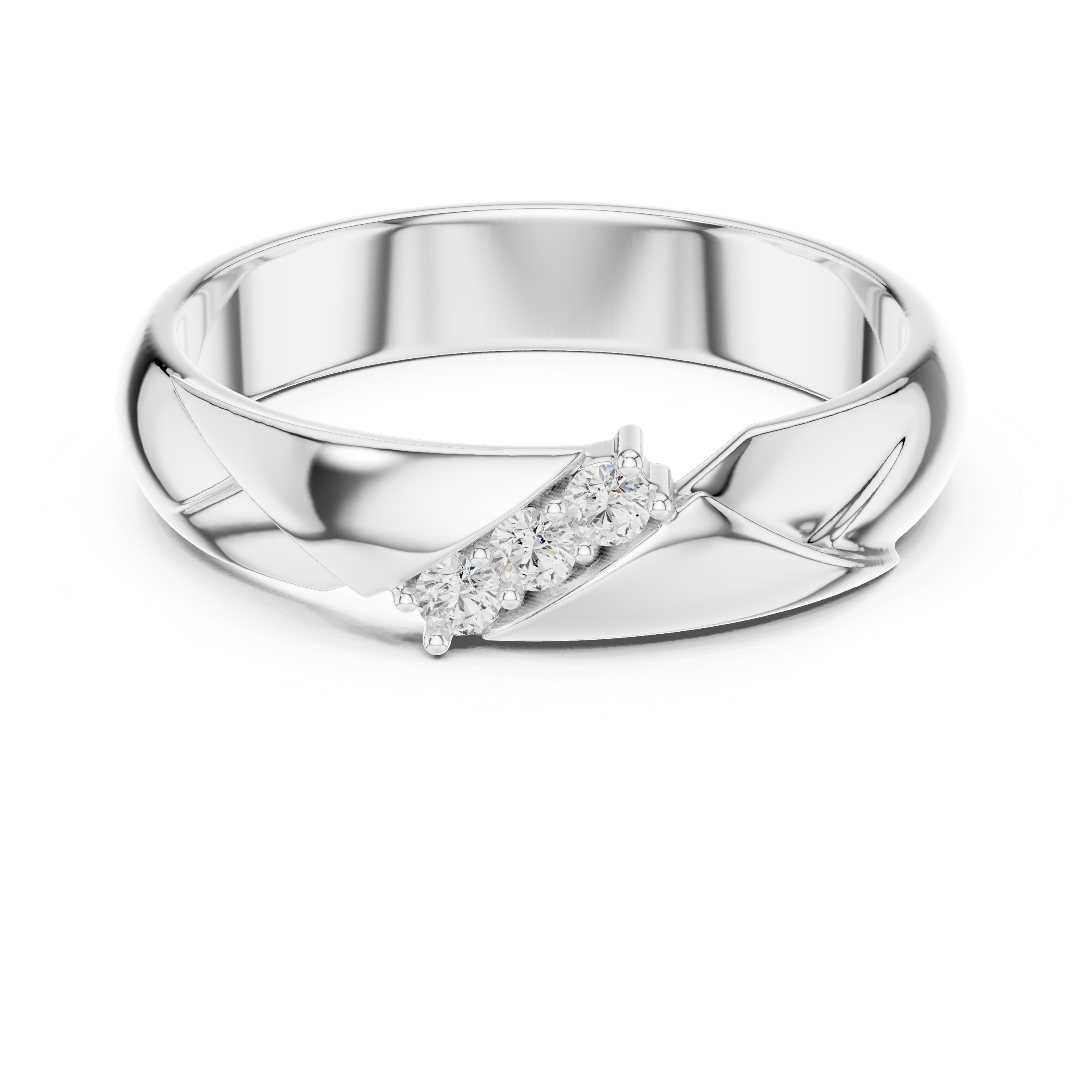 Diagonal Twist Three-Stone Diamond Men’s Ring