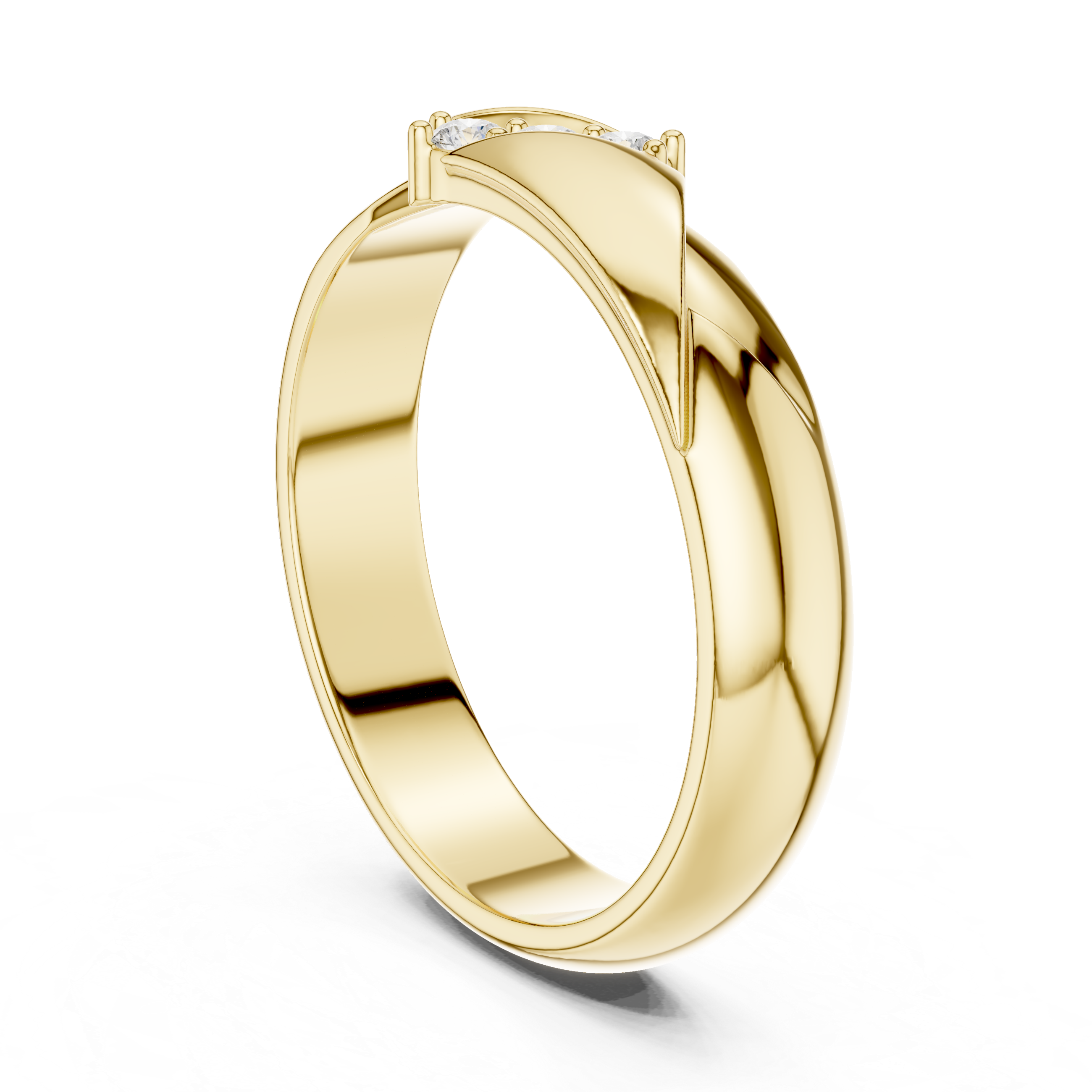 Diagonal Twist Three-Stone Diamond Men’s Ring
