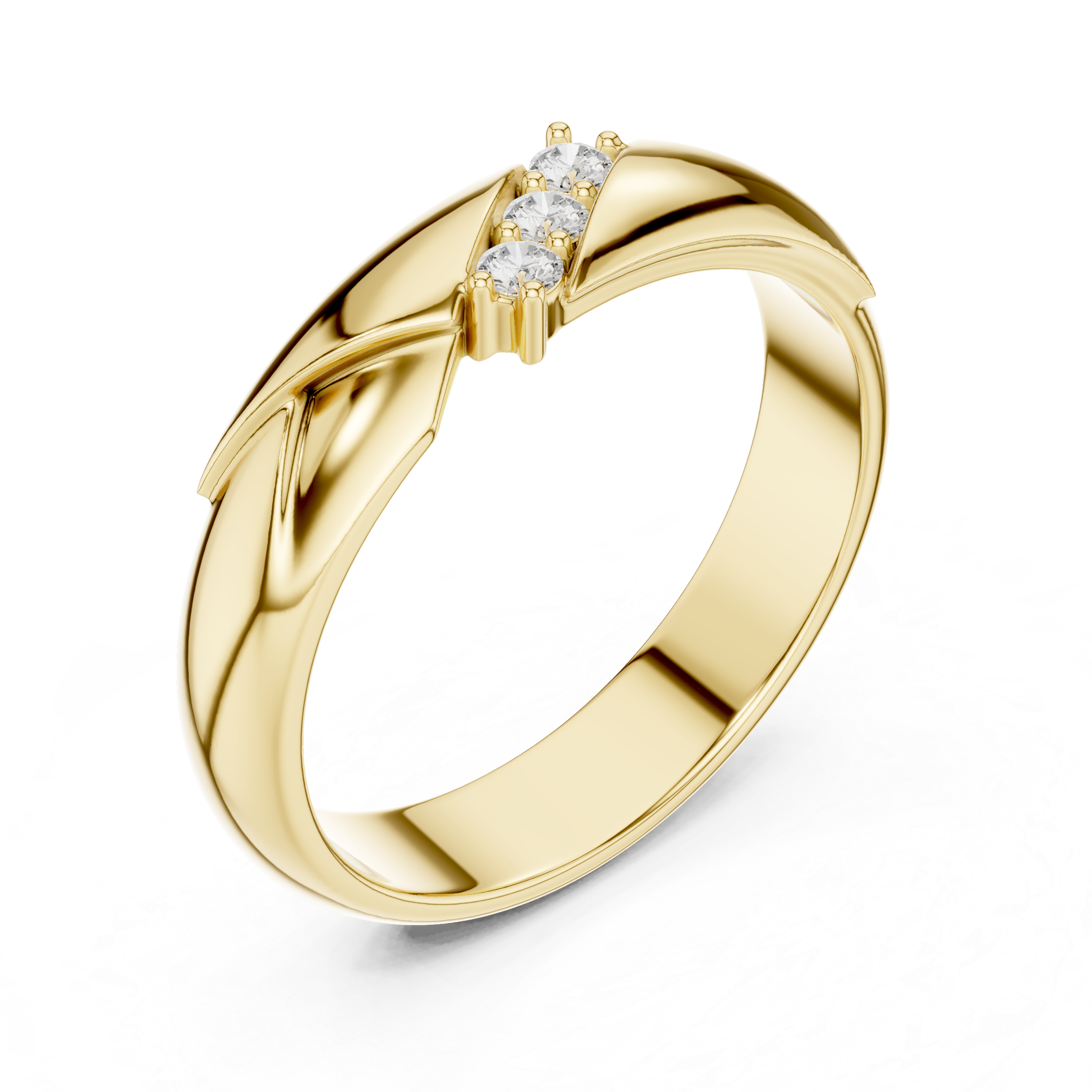 Diagonal Twist Three-Stone Diamond Men’s Ring