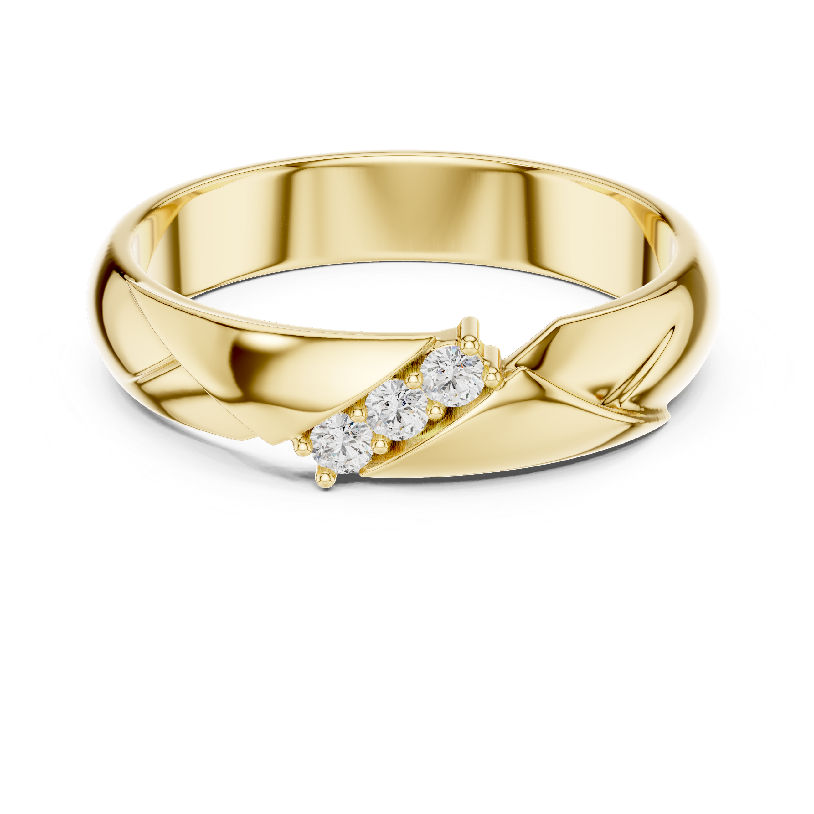 Diagonal Twist Three-Stone Diamond Men’s Ring