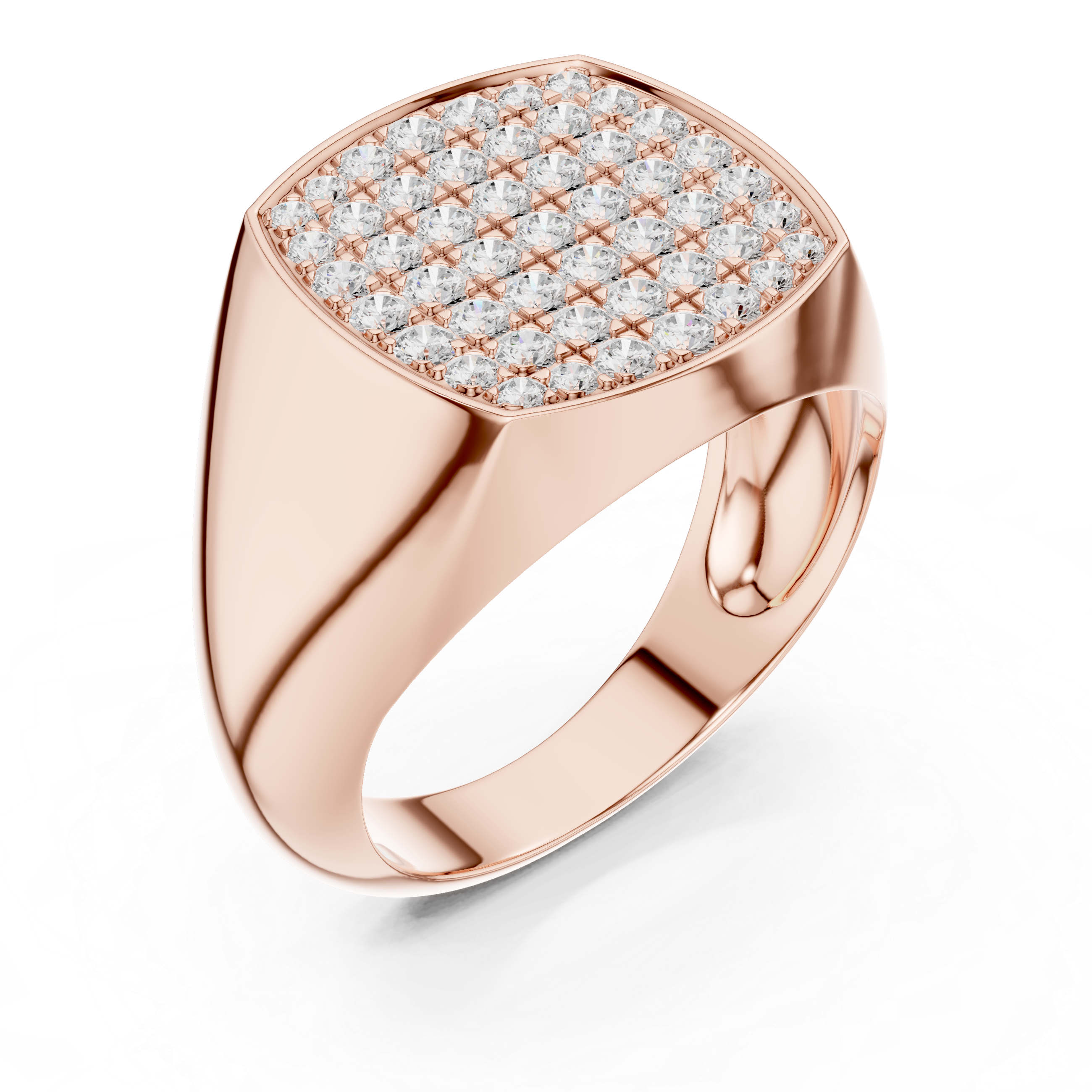 Men’s Pavé Diamond Signet Ring in Gold