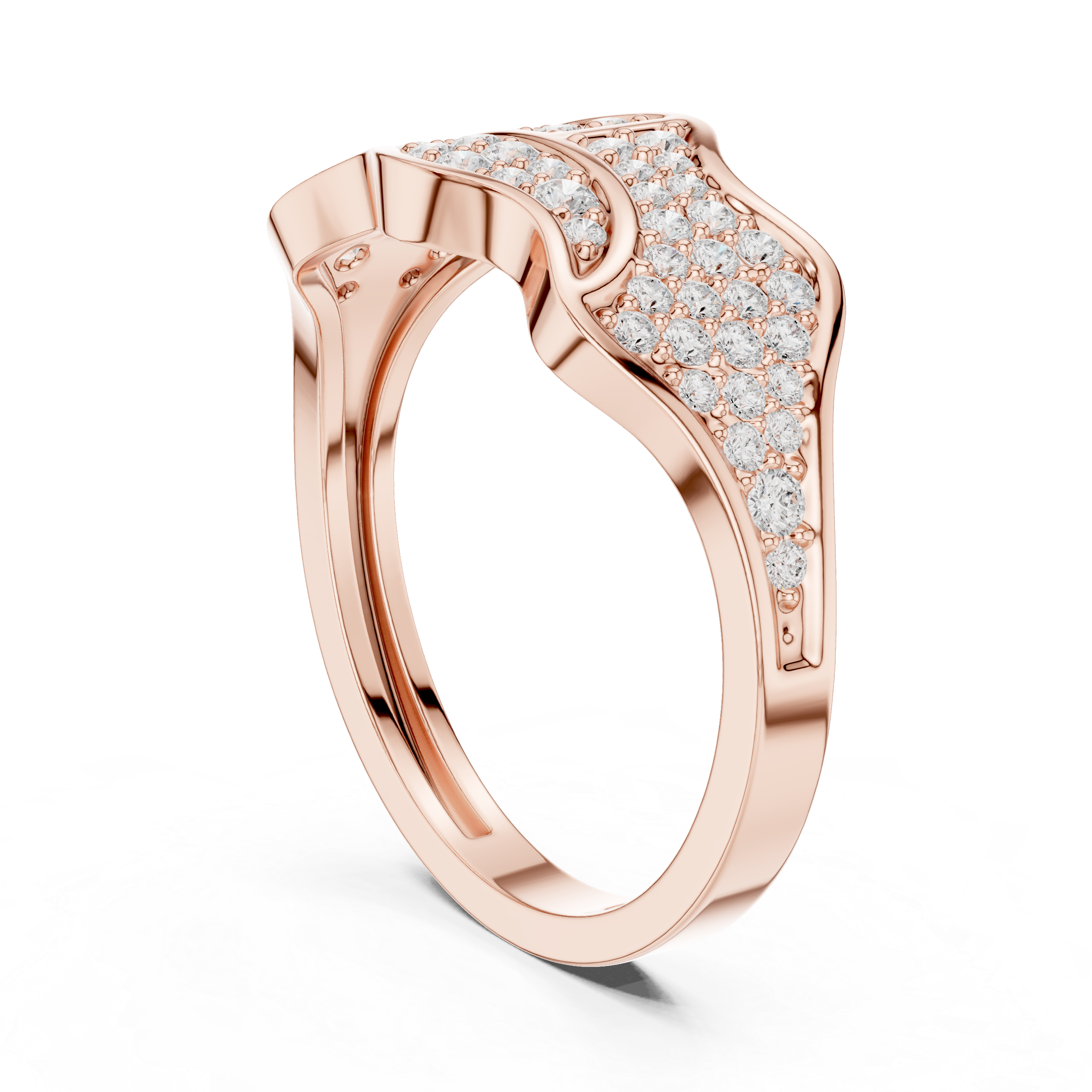 Abstract Pavé Diamond Wave Men’s Ring