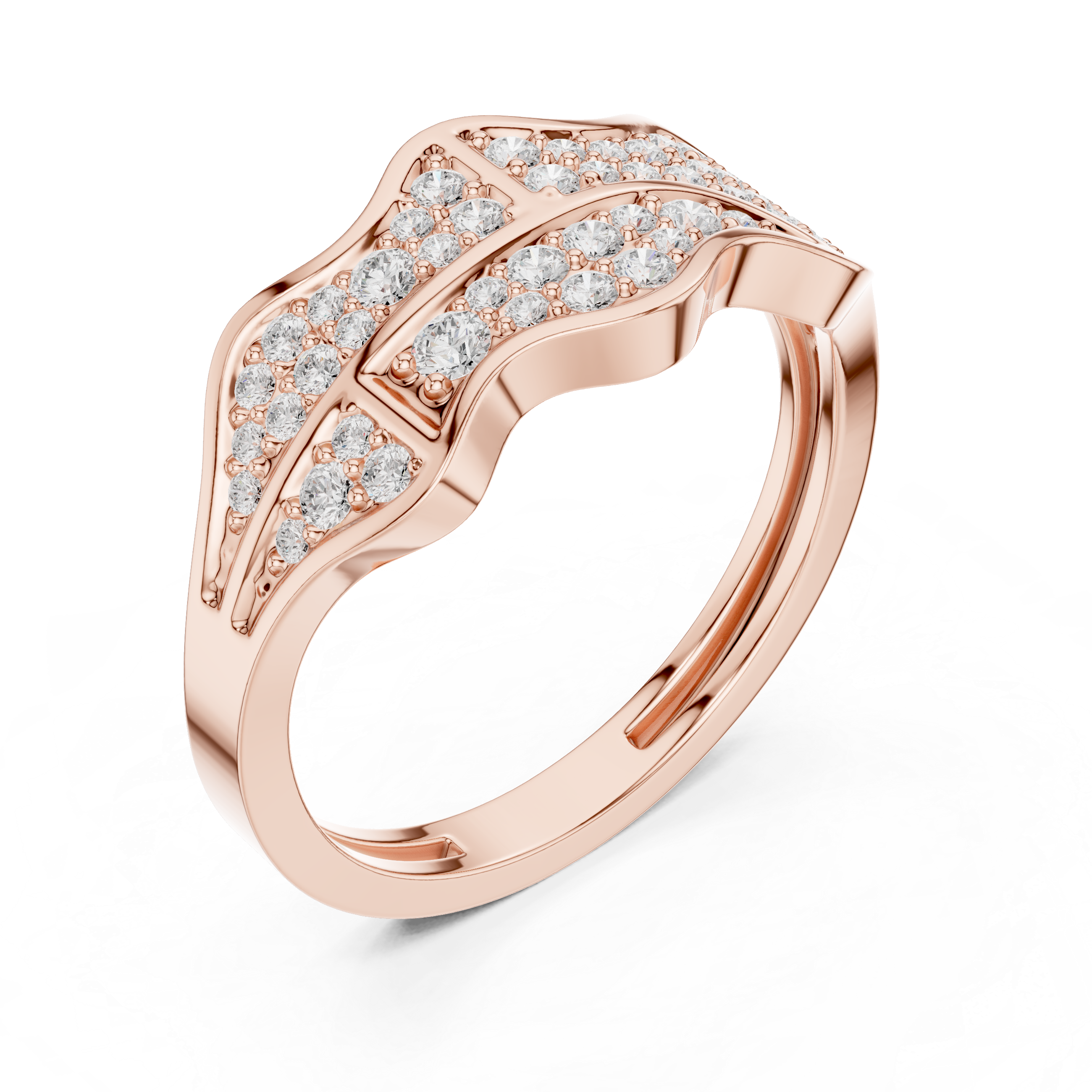 Abstract Pavé Diamond Wave Men’s Ring