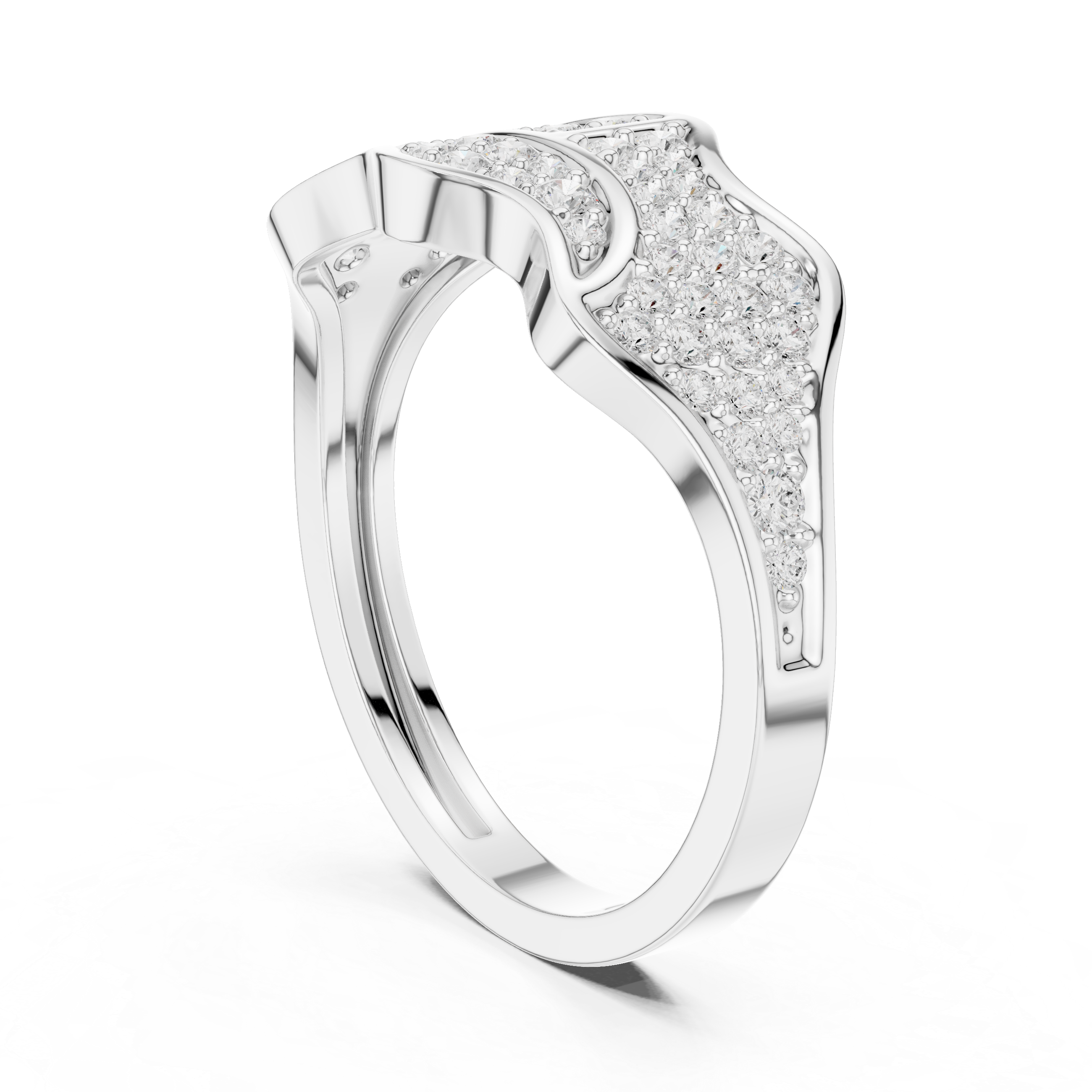 Abstract Pavé Diamond Wave Men’s Ring