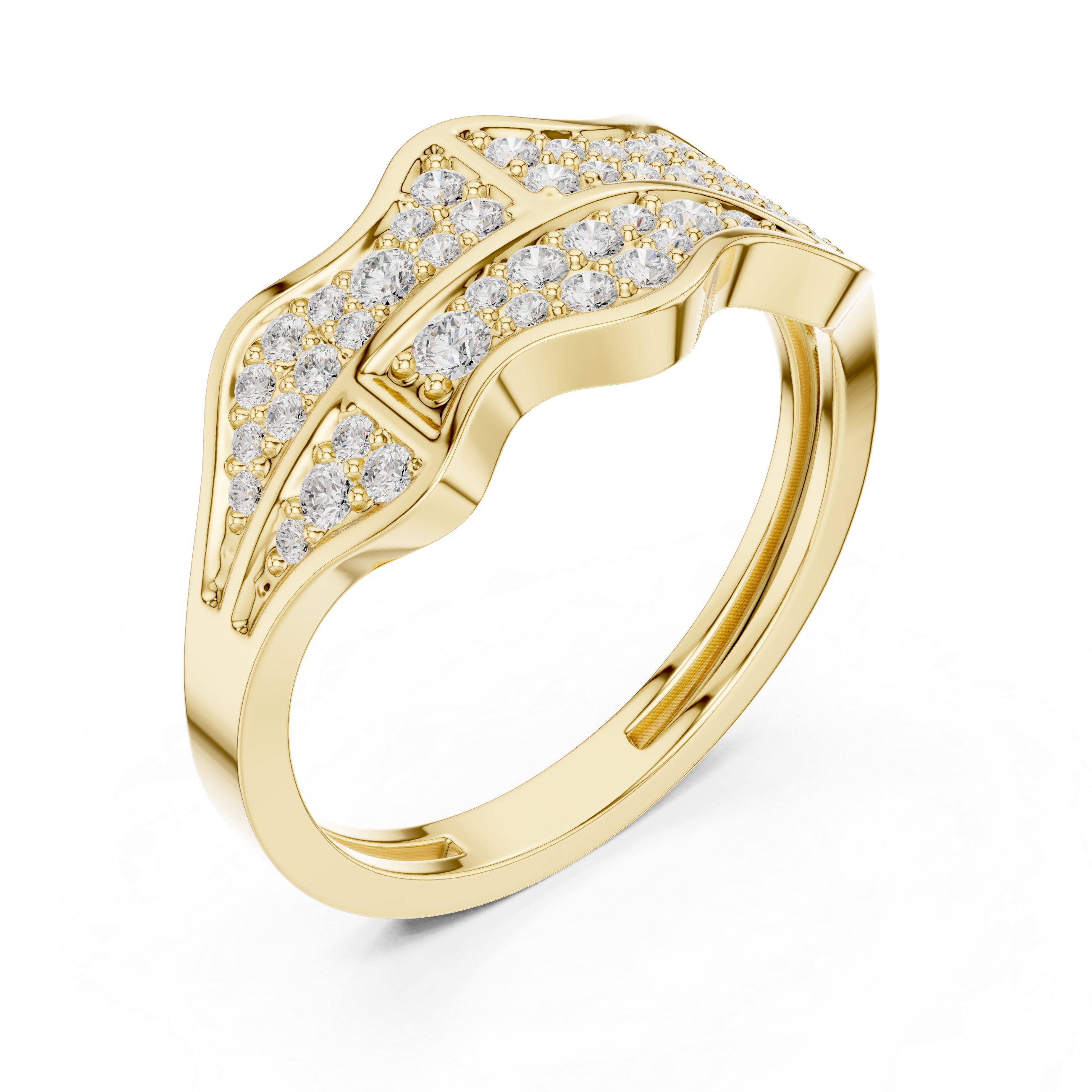 Abstract Pavé Diamond Wave Men’s Ring