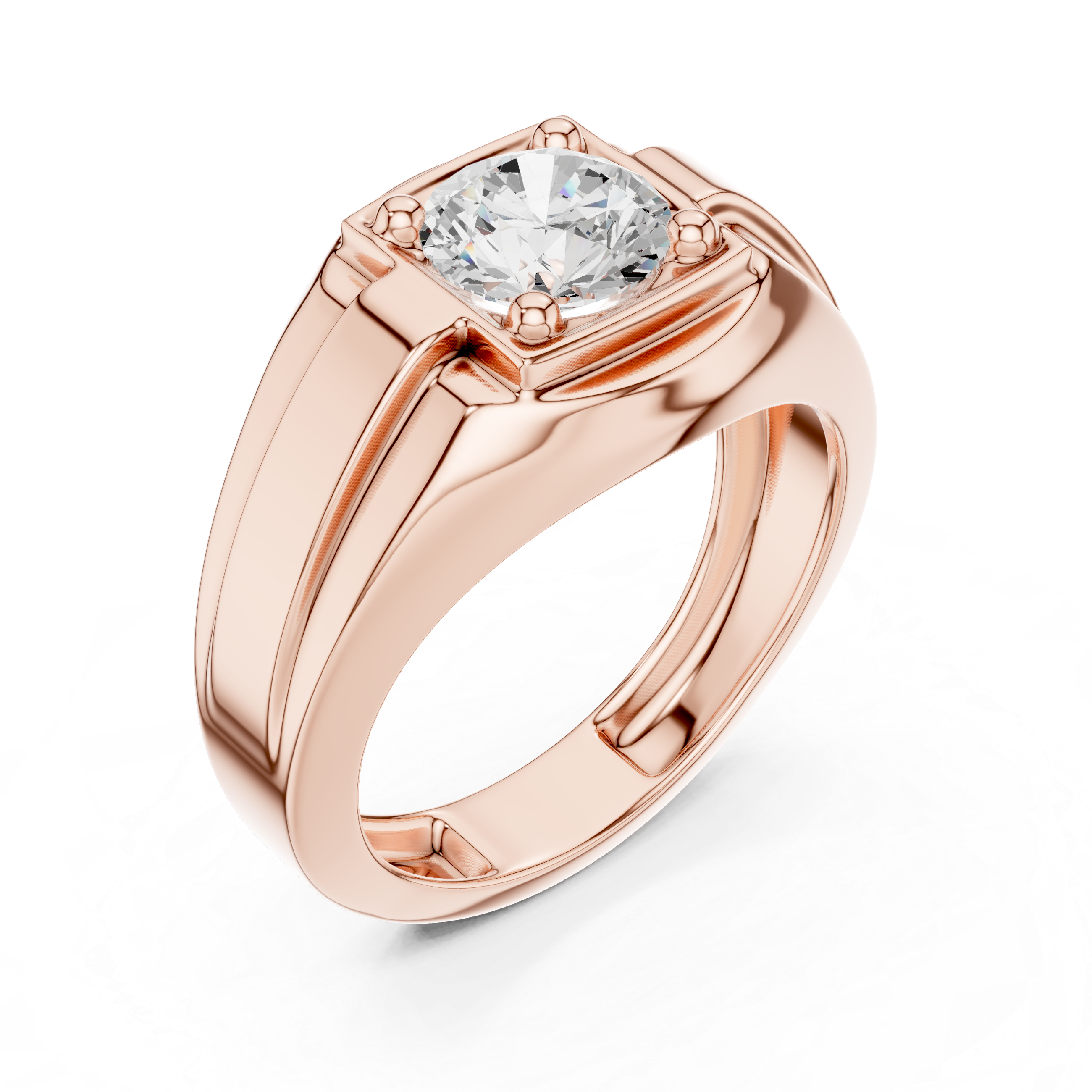 Classic Solitaire Diamond Men’s Signet Ring