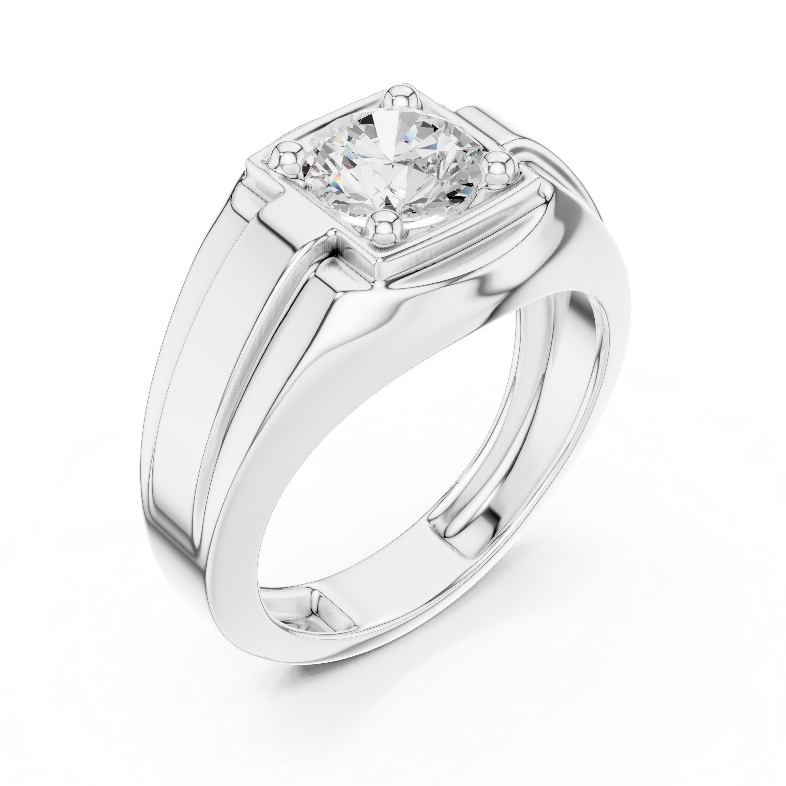 Classic Solitaire Diamond Men’s Signet Ring