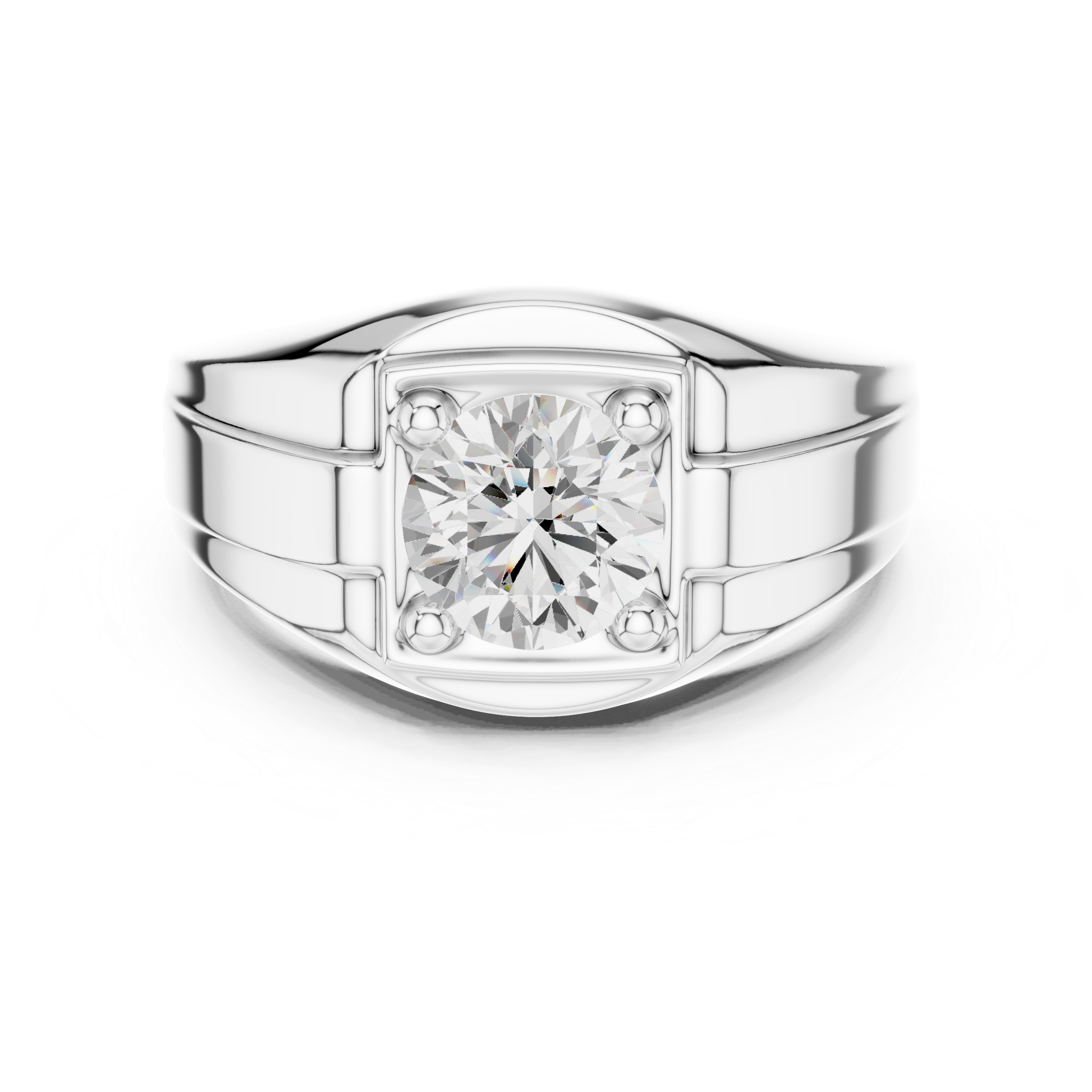 Classic Solitaire Diamond Men’s Signet Ring