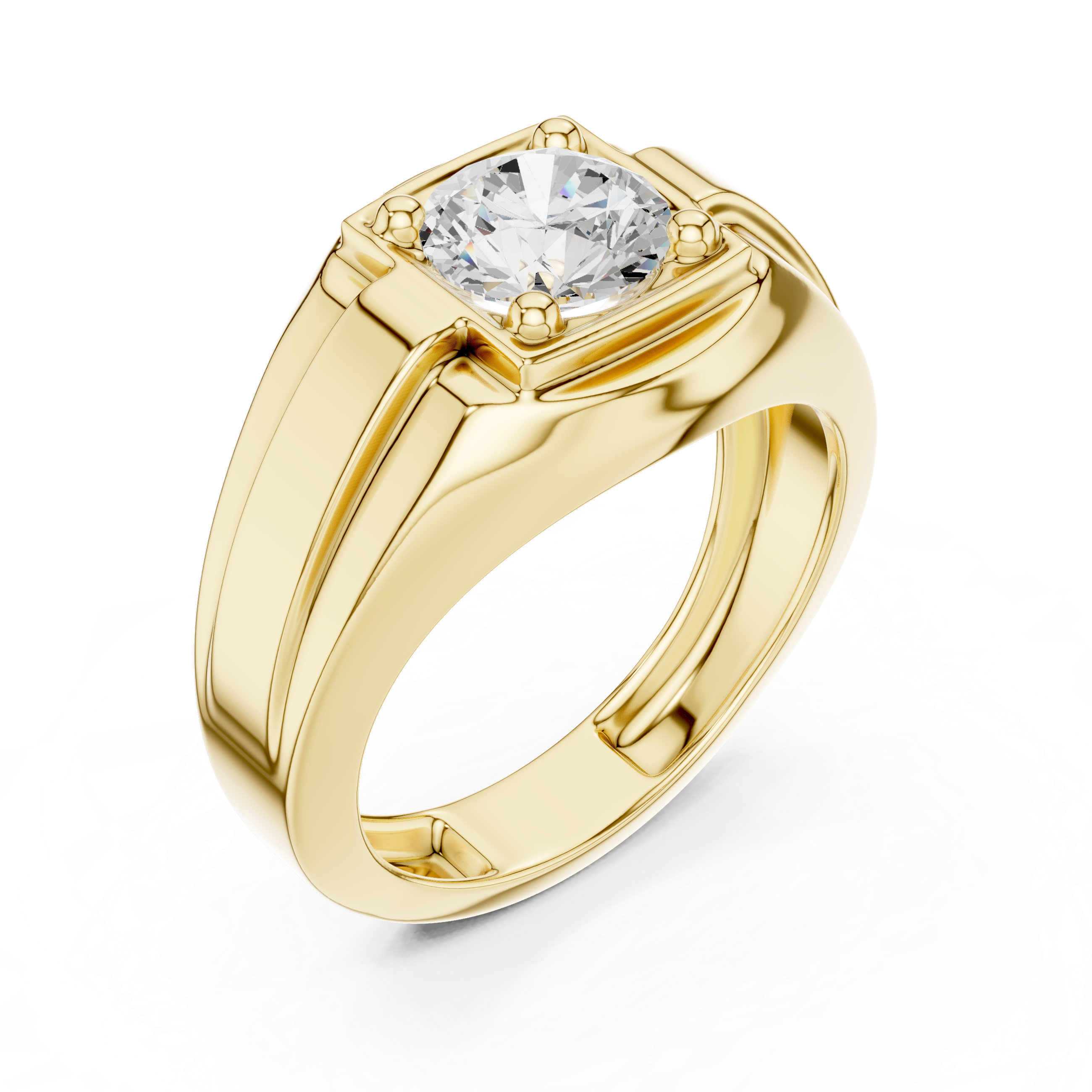 Classic Solitaire Diamond Men’s Signet Ring
