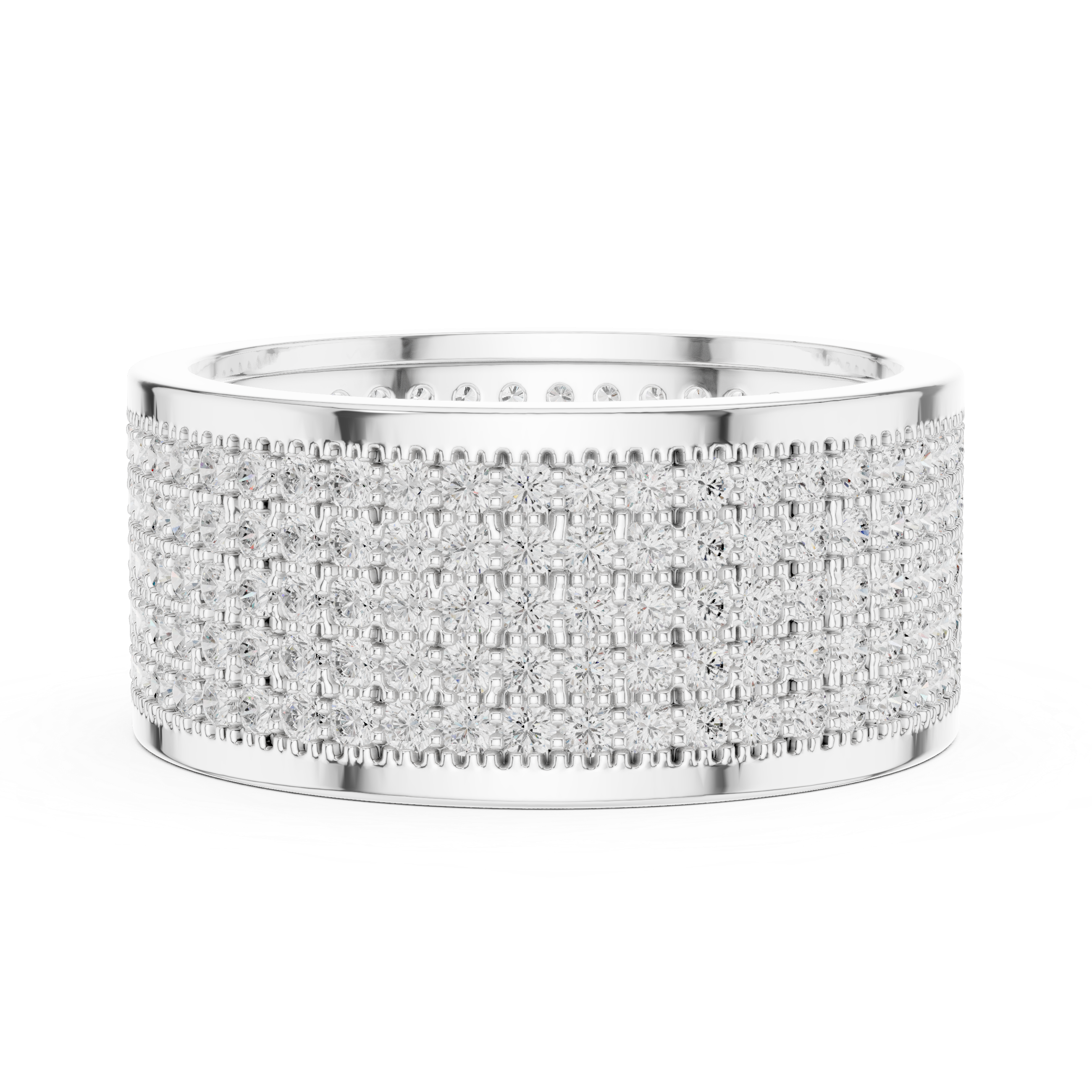 Wide Micro Pavé Diamond Men’s Band Ring
