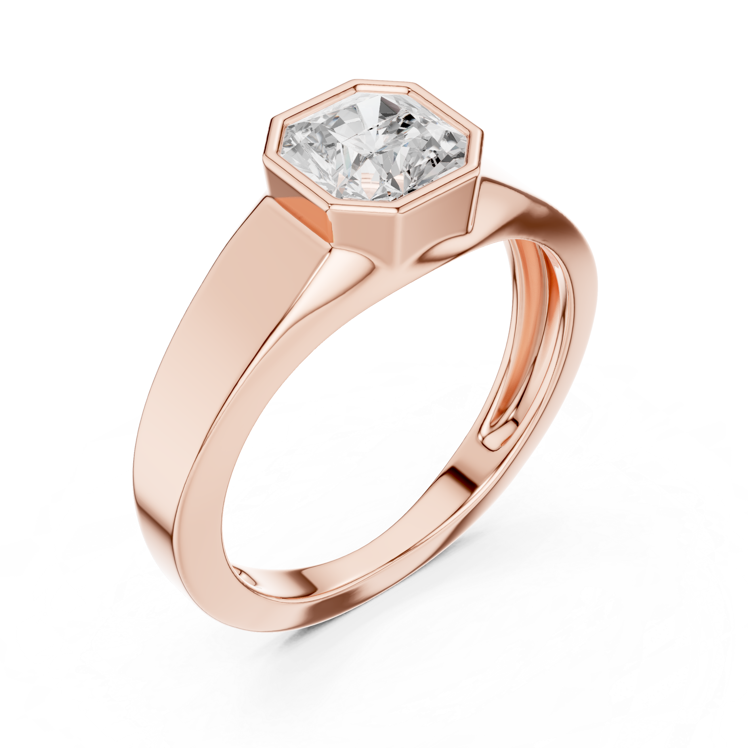 Minimal Men's Ring with Radiant Cut Center Stone