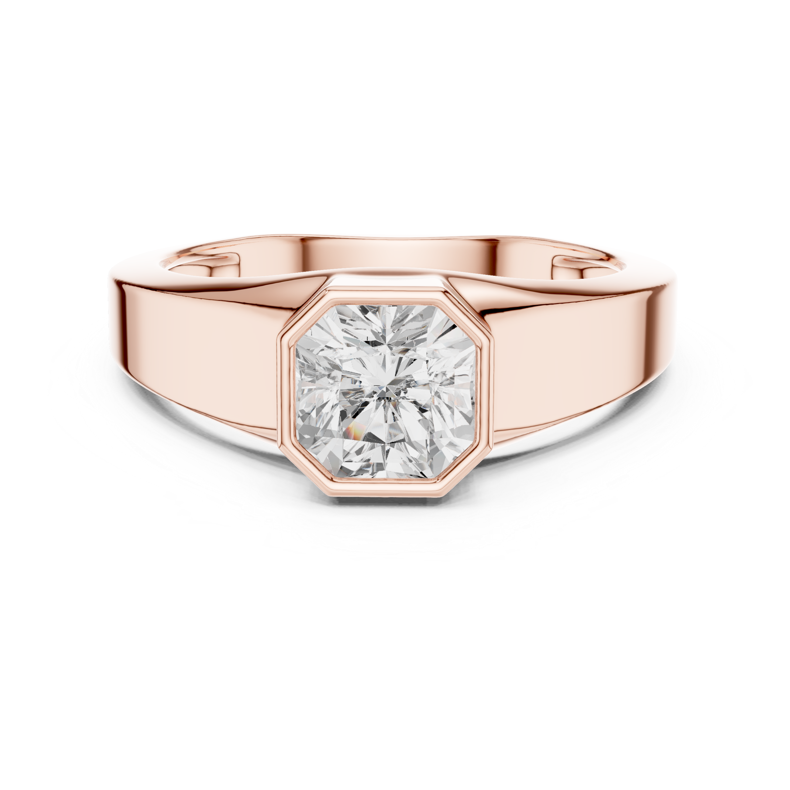 Minimal Men's Ring with Radiant Cut Center Stone