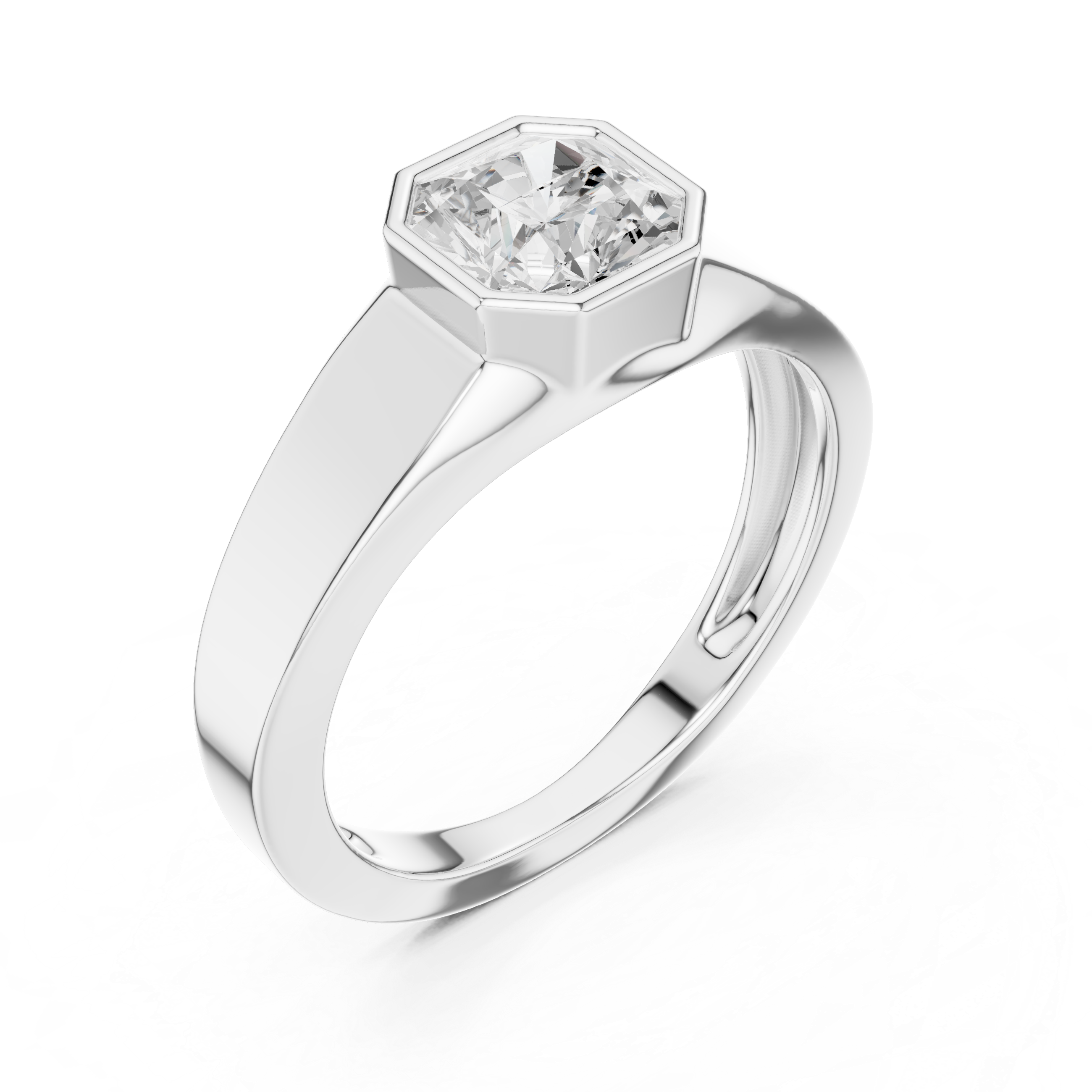 Minimal Men's Ring with Radiant Cut Center Stone