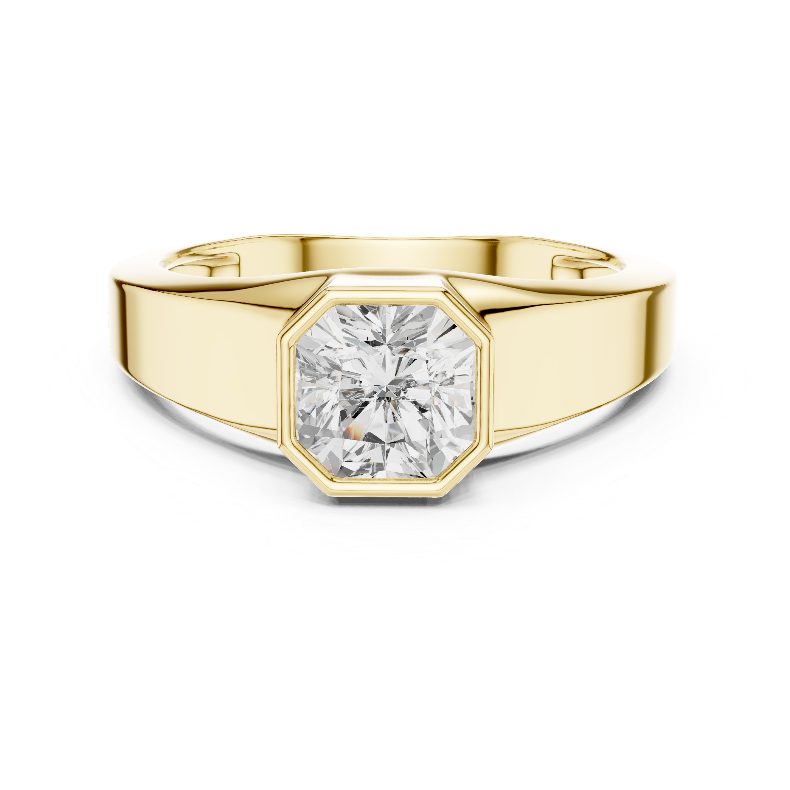 Minimal Men's Ring with Radiant Cut Center Stone
