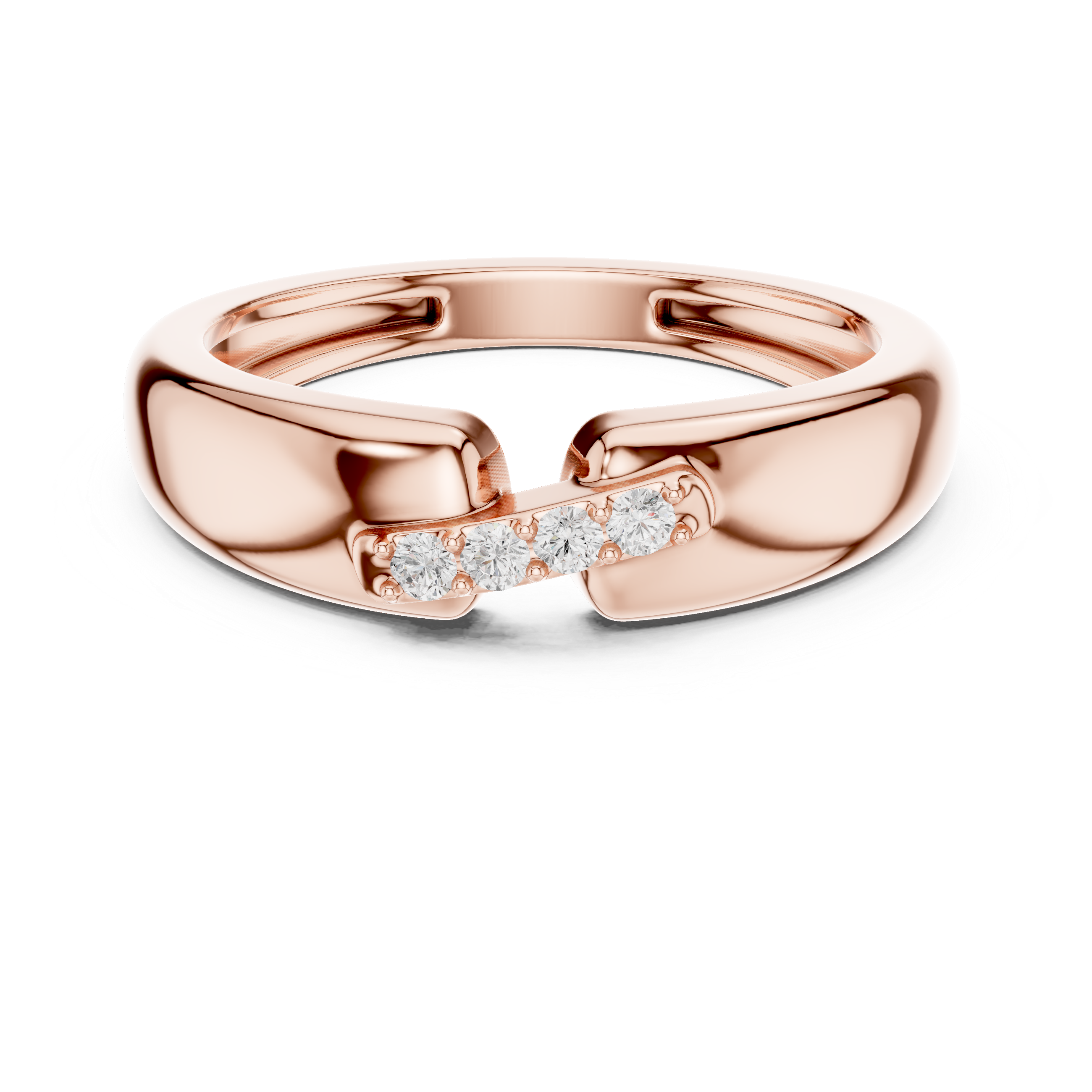 Modern Open Design Men's Ring with 4 Stones