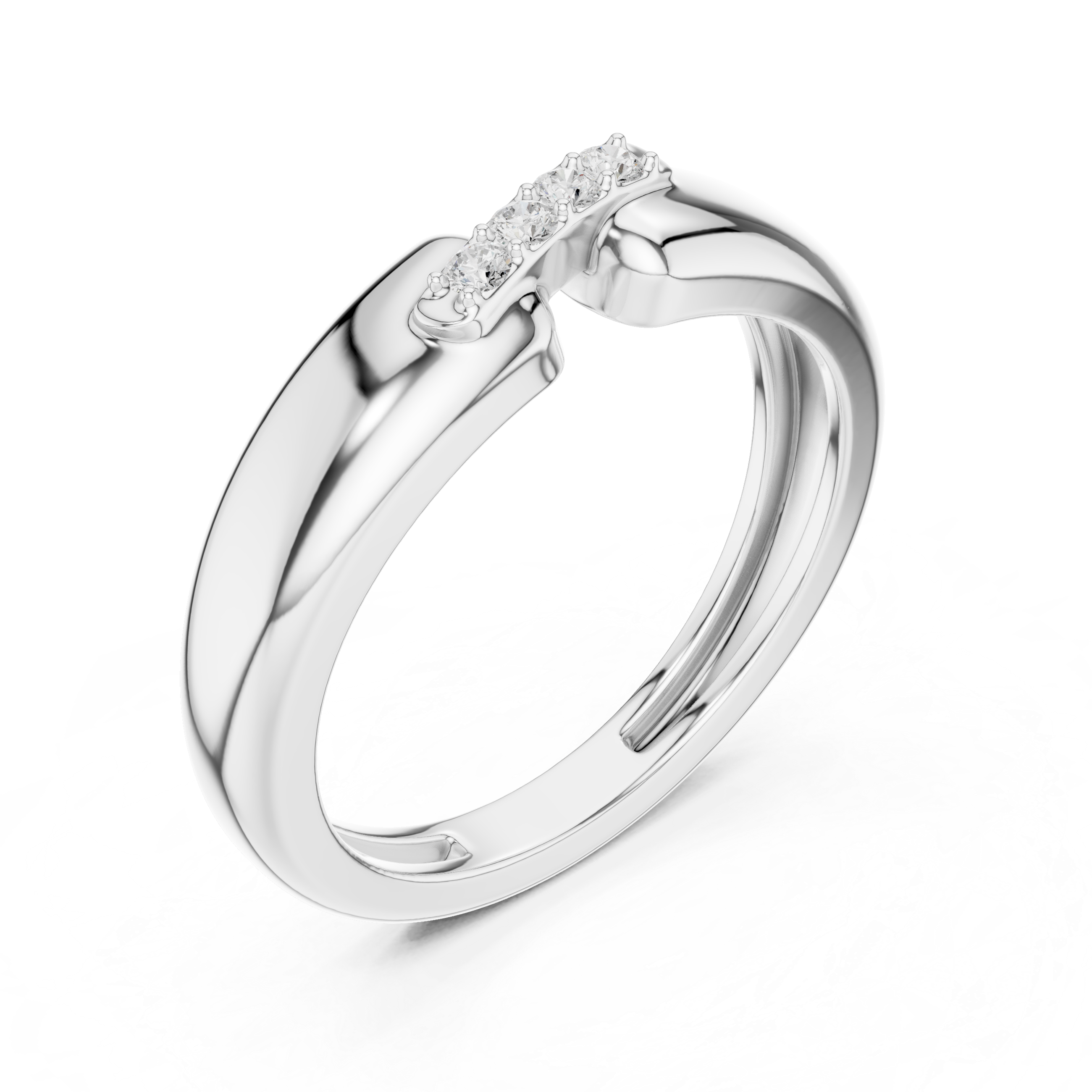 Modern Open Design Men's Ring with 4 Stones