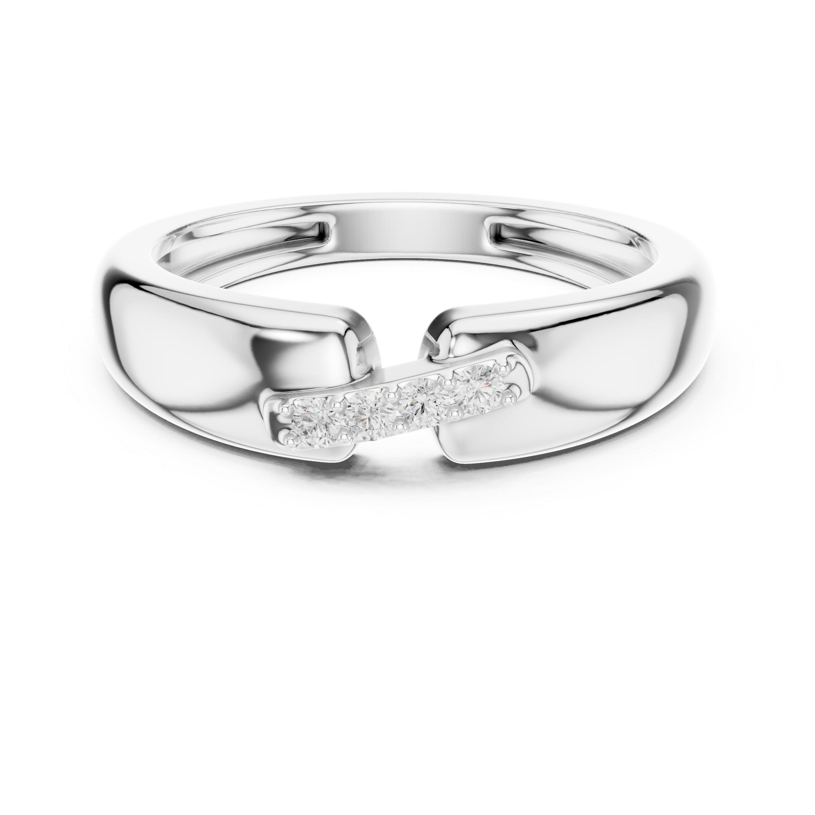 Modern Open Design Men's Ring with 4 Stones