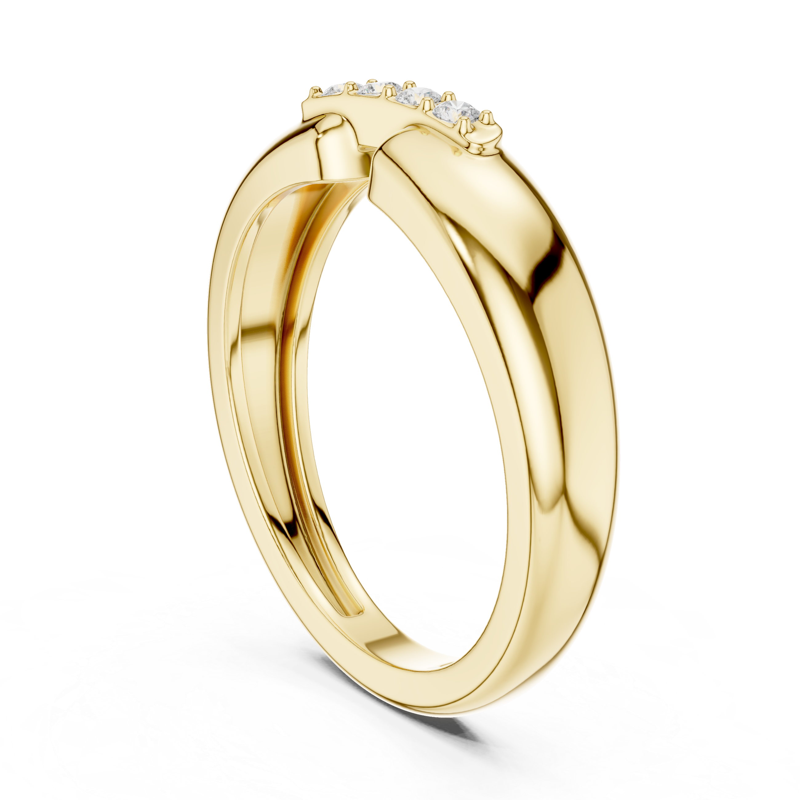 Modern Open Design Men's Ring with 4 Stones