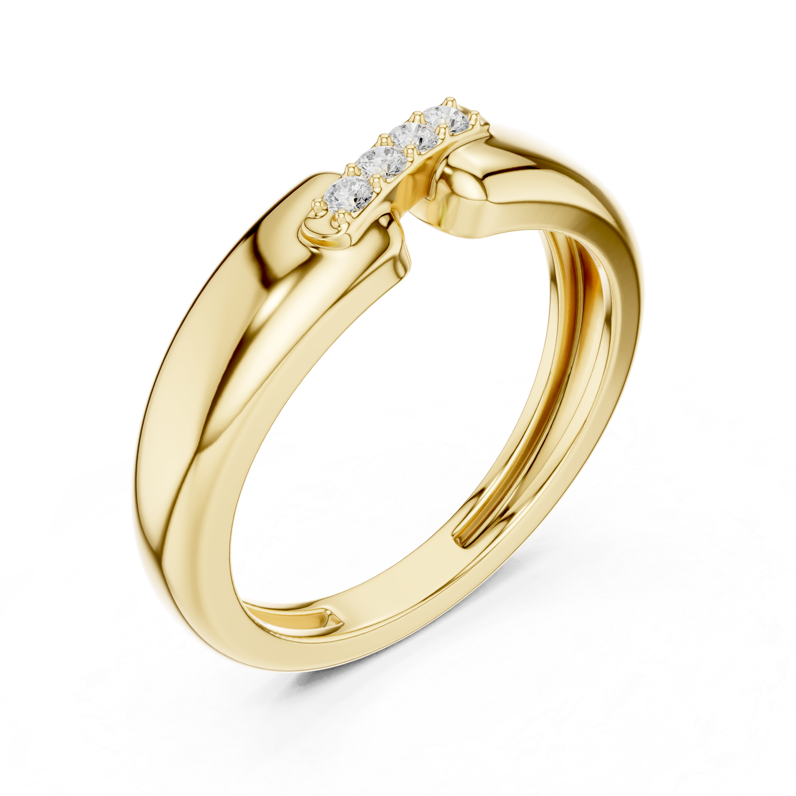 Modern Open Design Men's Ring with 4 Stones