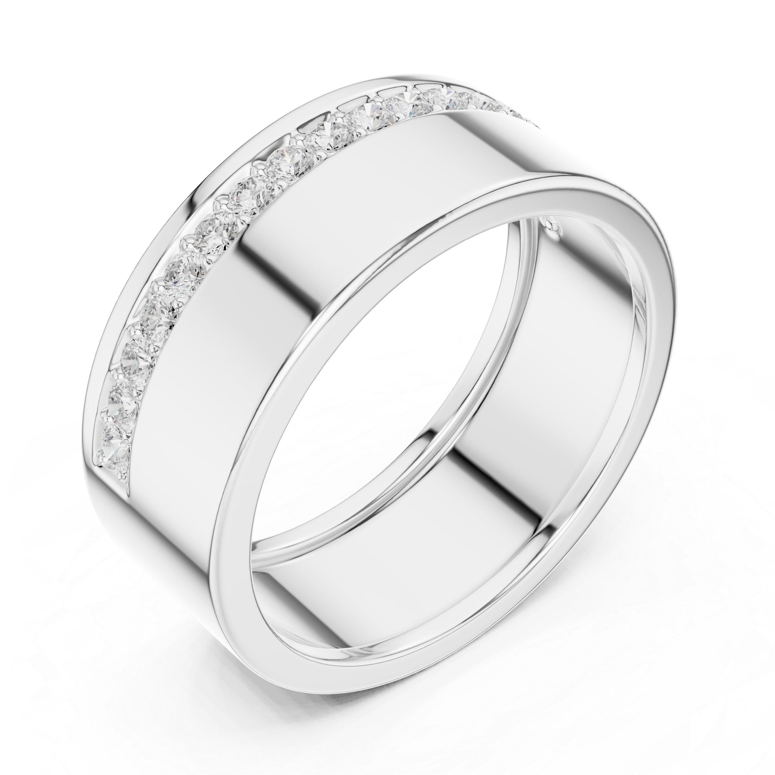 Wide Band Pavé Diamond Ring