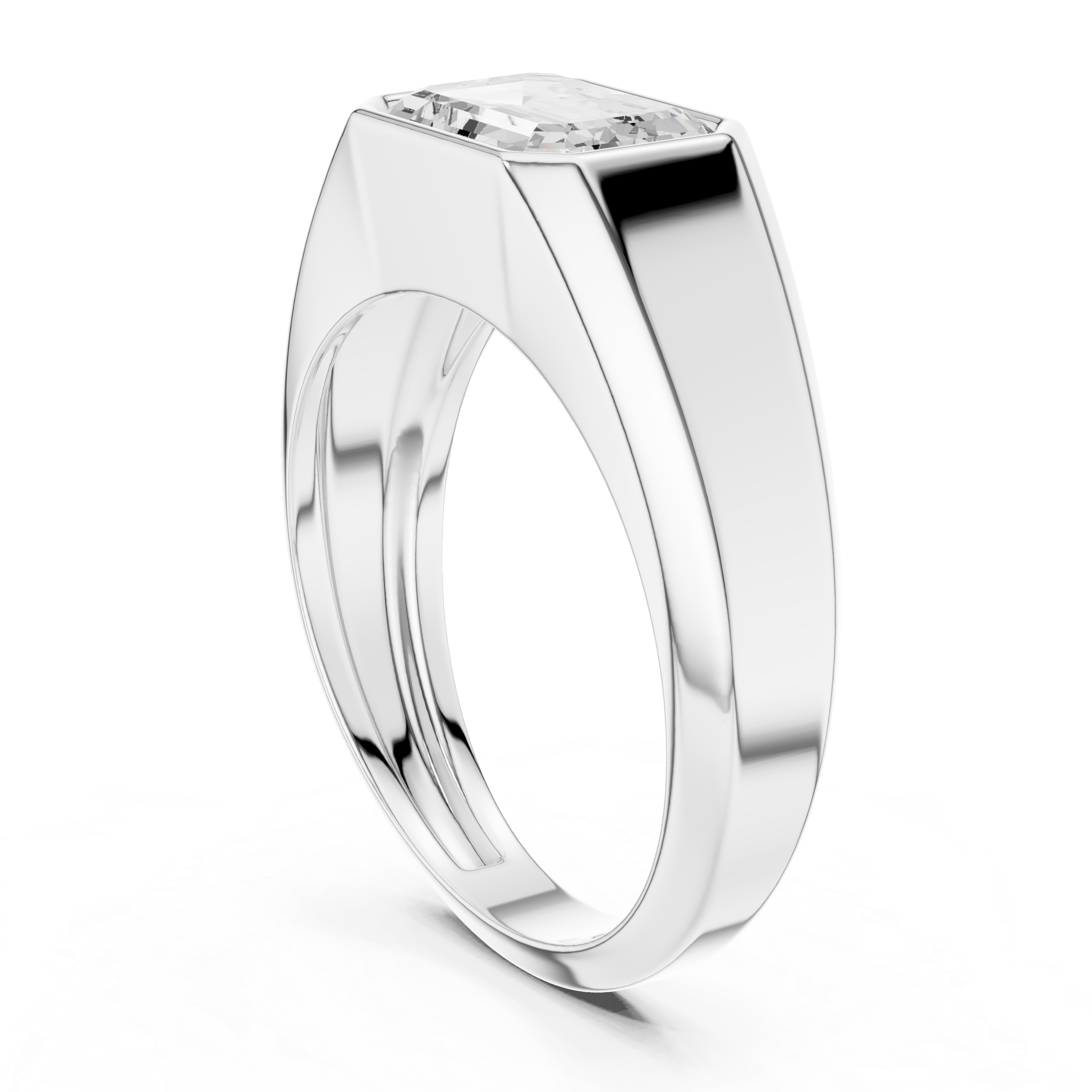 Emerald Cut Bezel Set Signet Ring