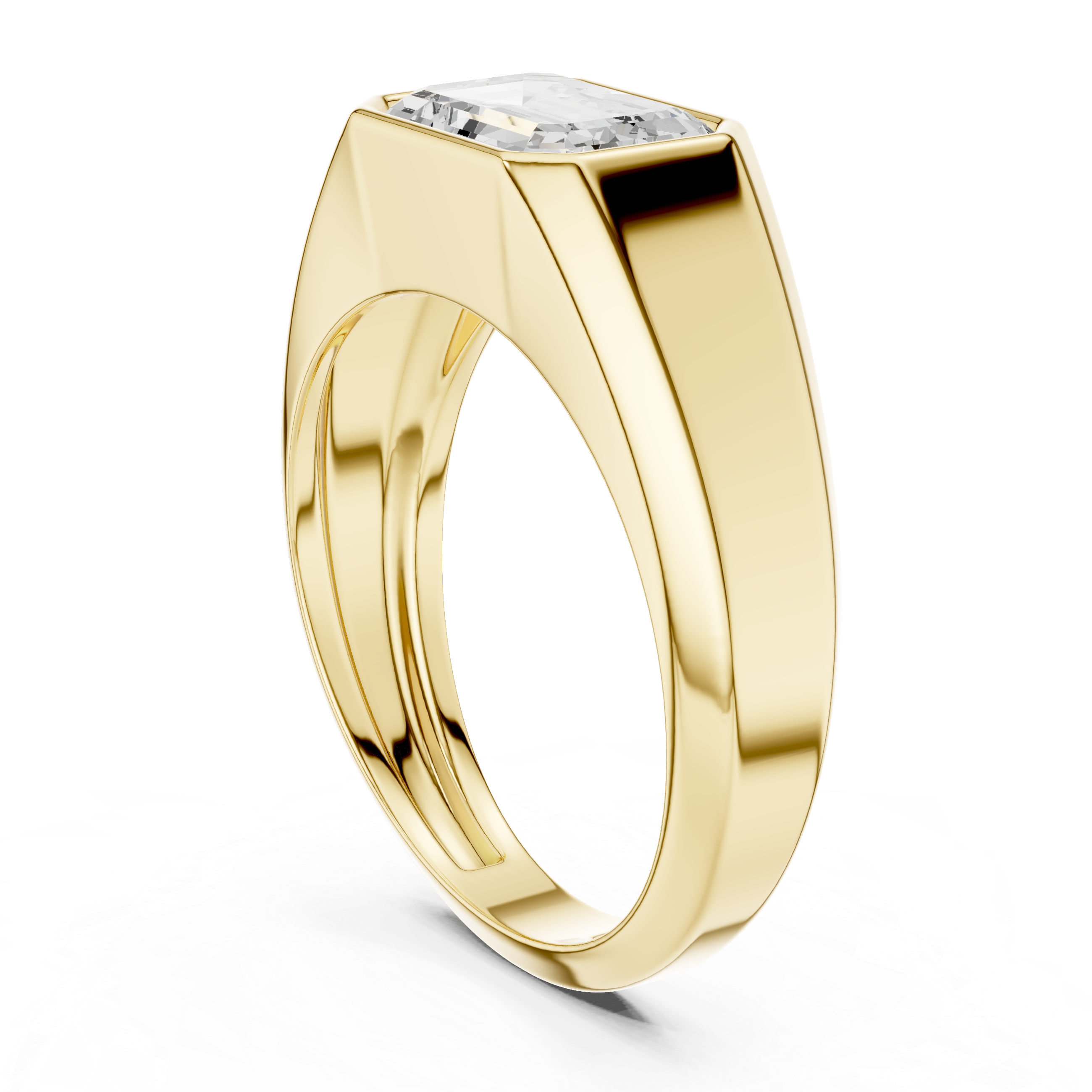 Emerald Cut Bezel Set Signet Ring