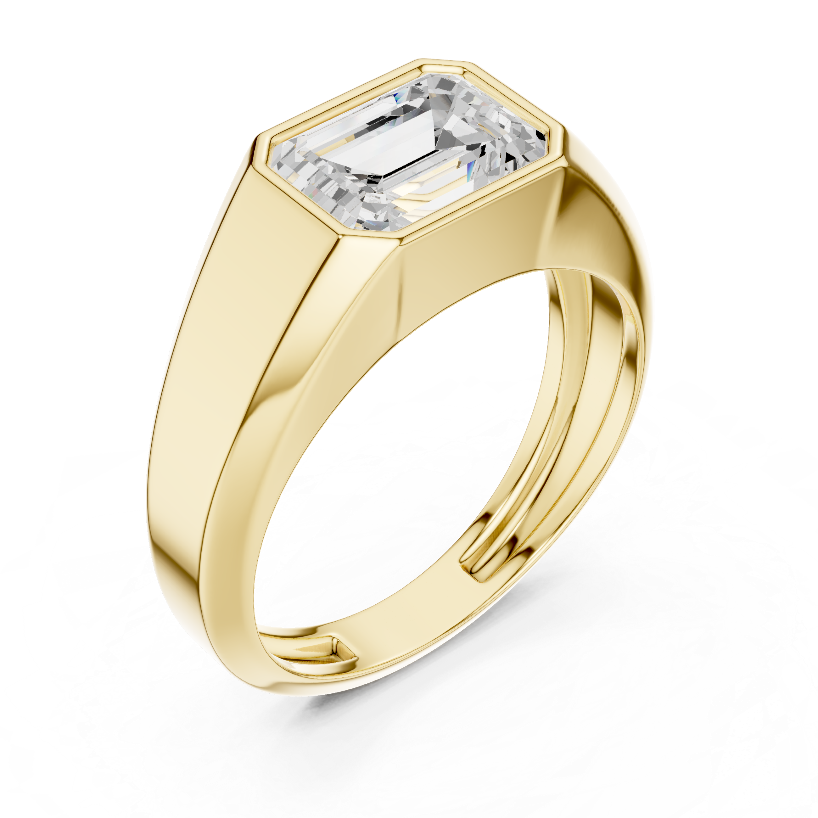 Emerald Cut Bezel Set Signet Ring
