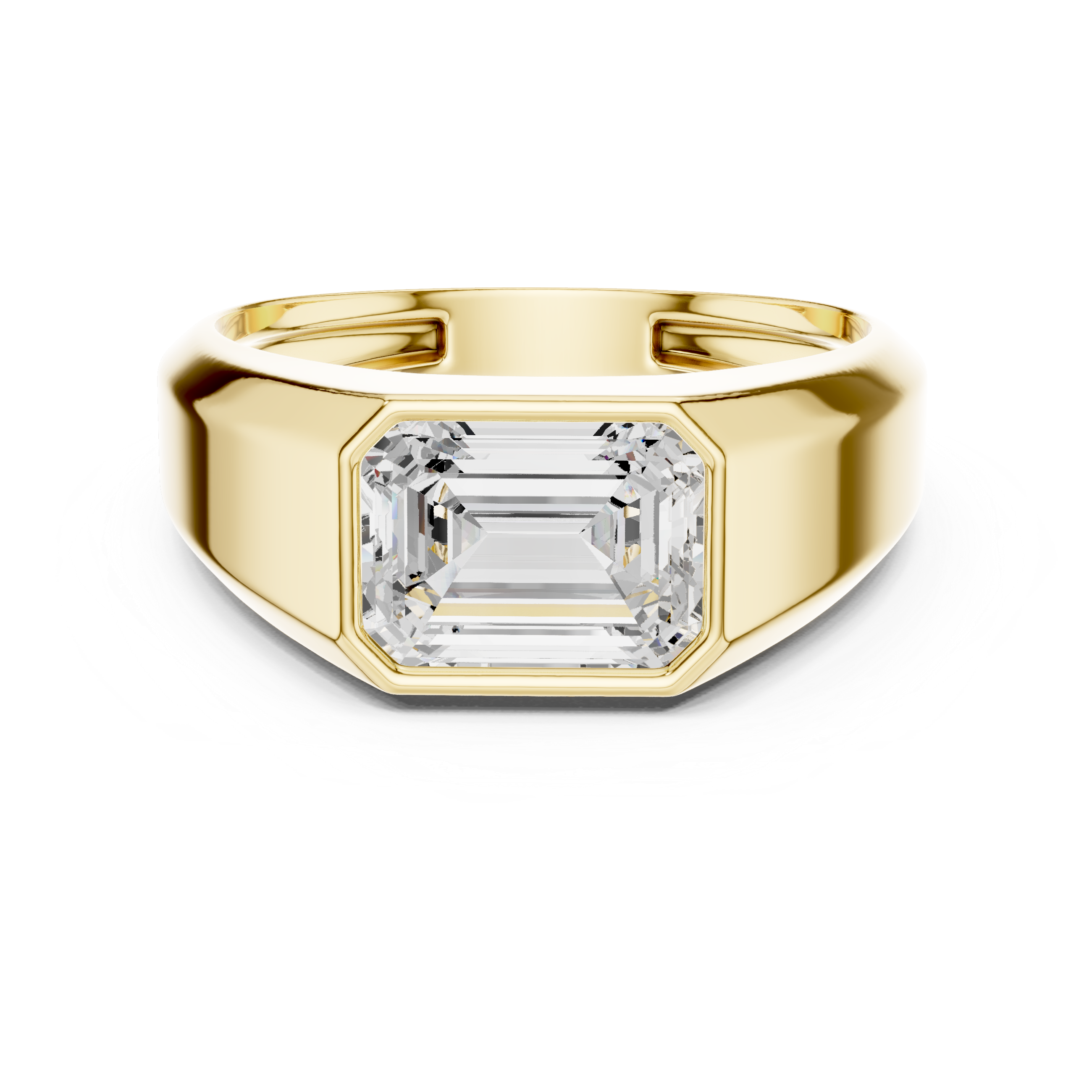 Emerald Cut Bezel Set Signet Ring