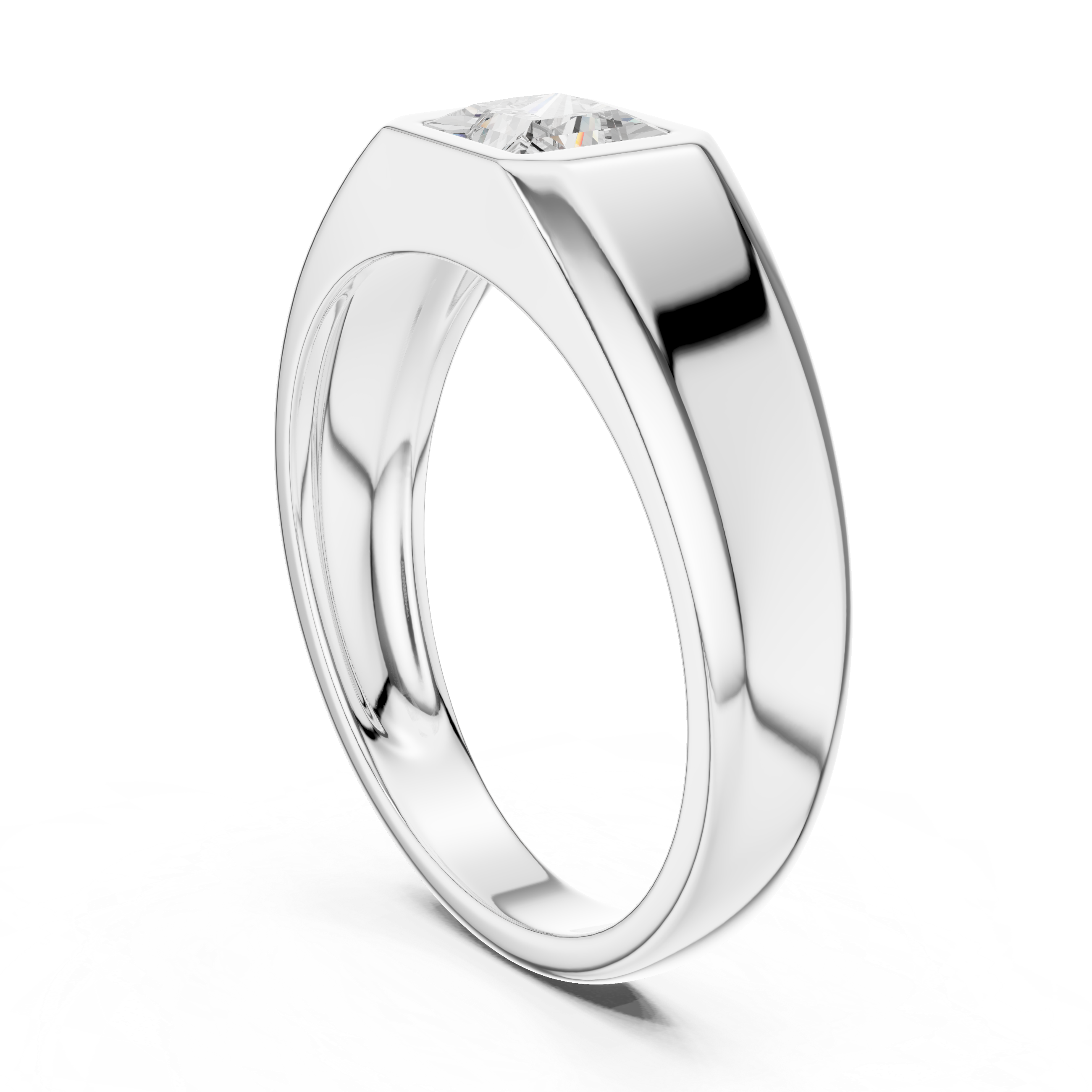 Princess Cut Bezel Set Signet Ring