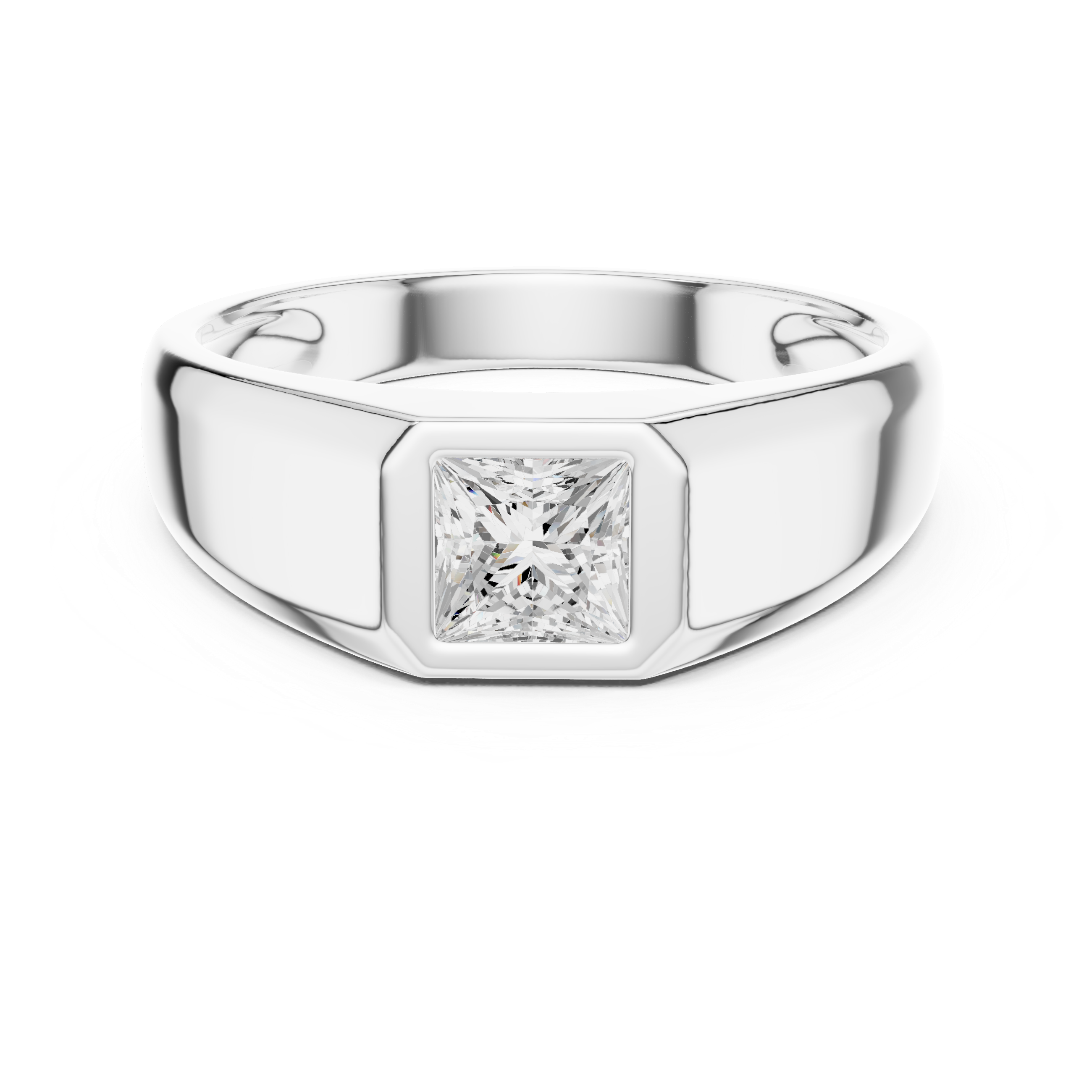Princess Cut Bezel Set Signet Ring