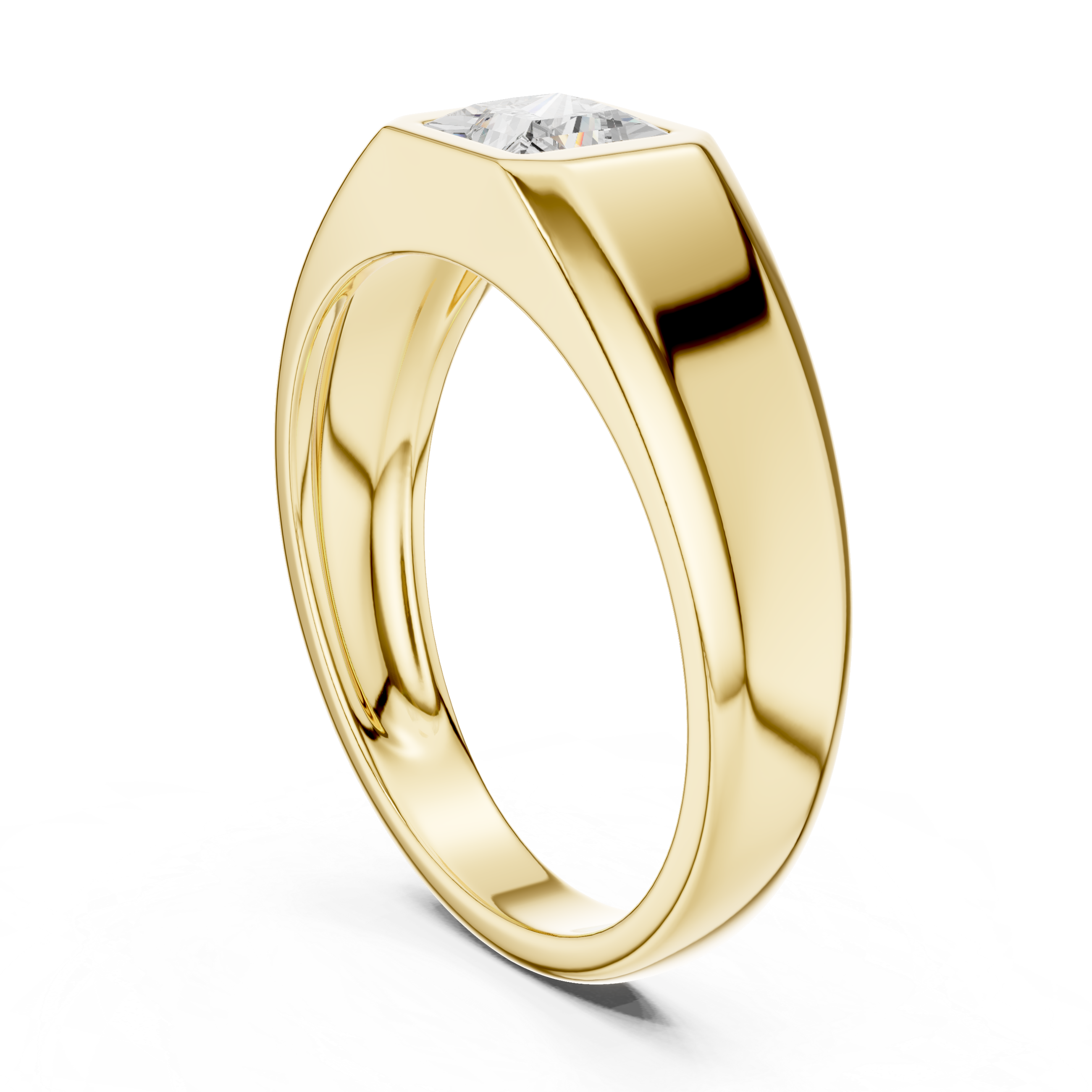 Princess Cut Bezel Set Signet Ring