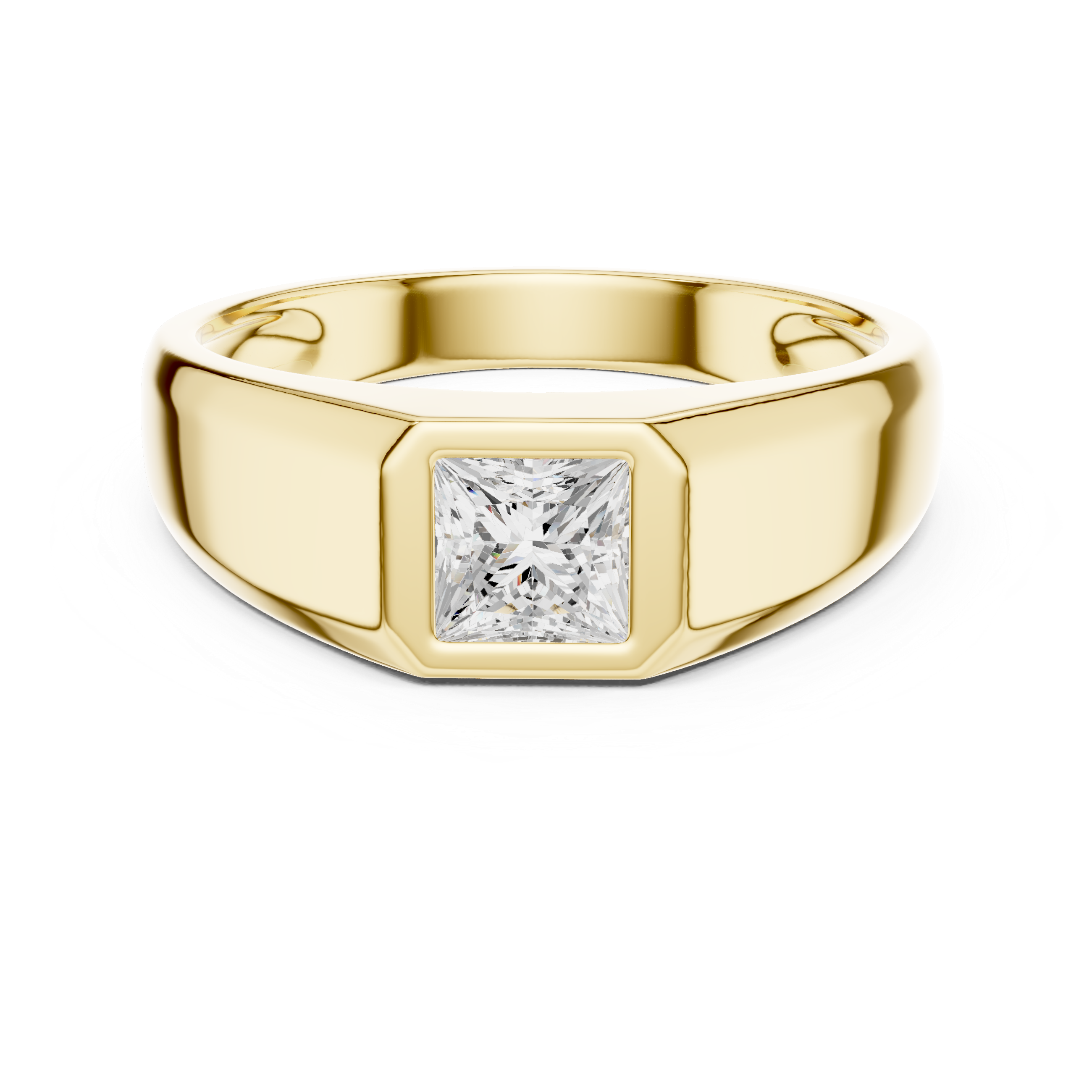 Princess Cut Bezel Set Signet Ring