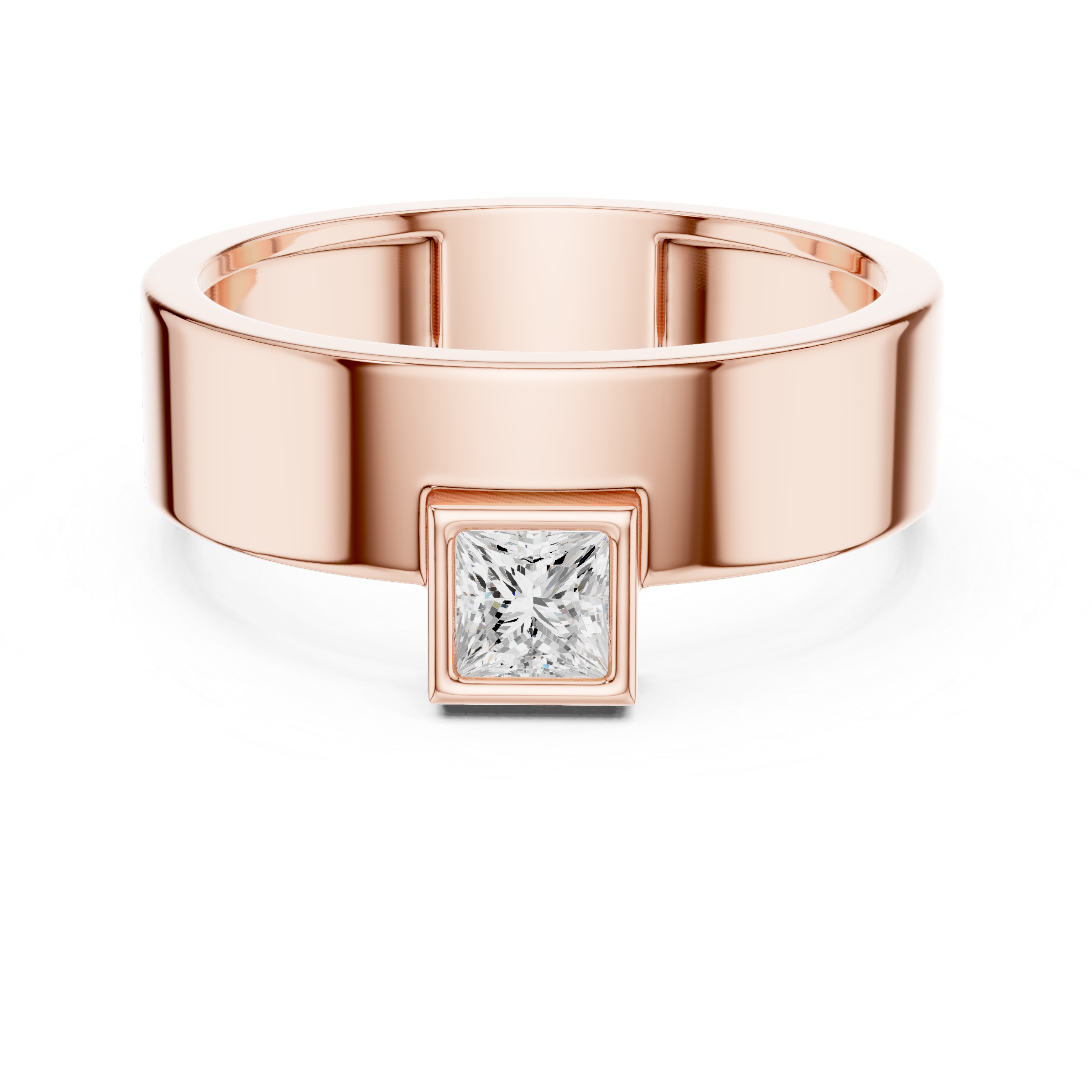 Men’s Princess Cut Bezel Set Diamond Ring in Gold