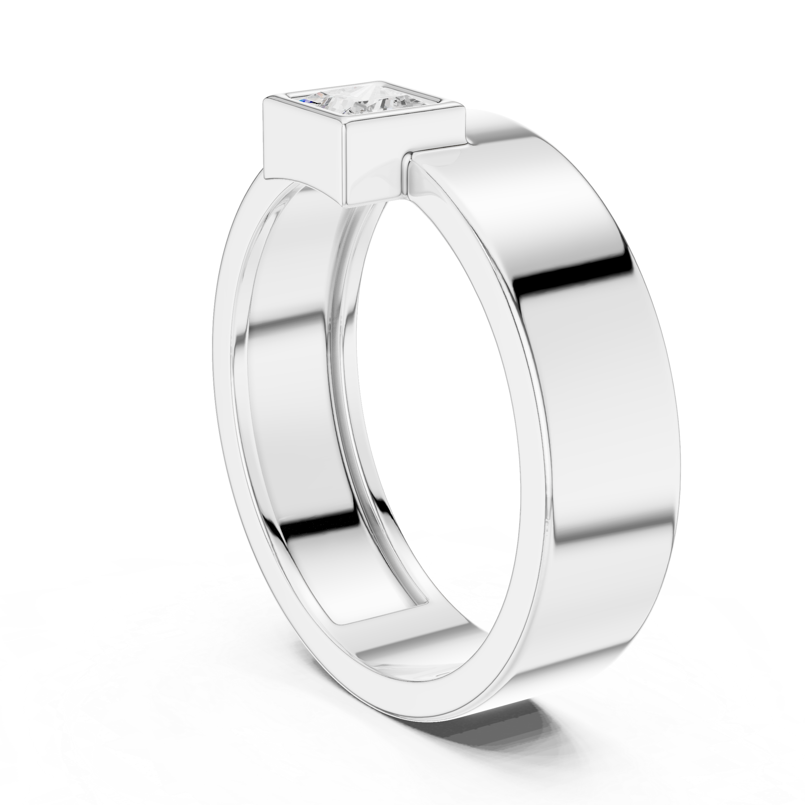 Men’s Princess Cut Bezel Set Diamond Ring in Gold