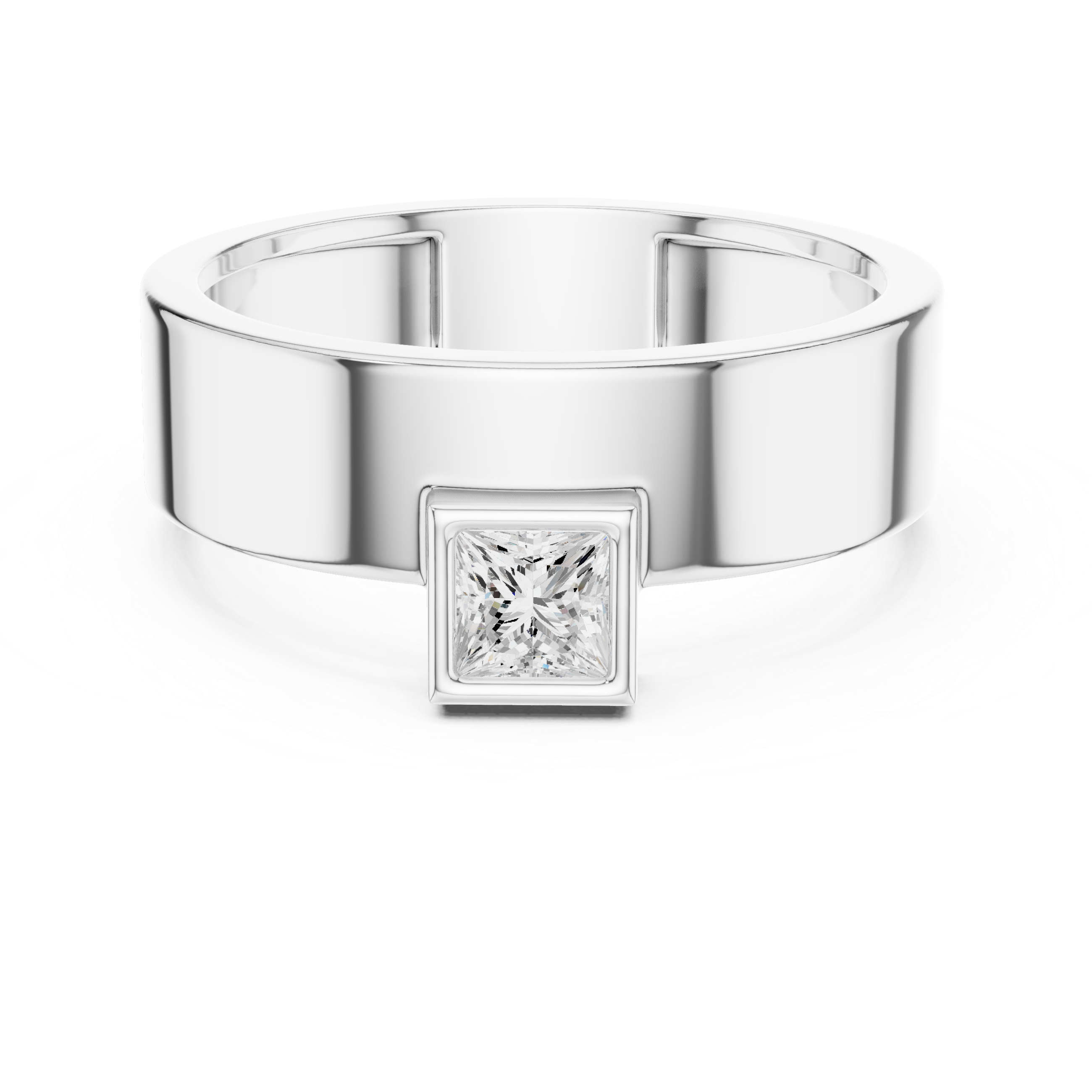 Men’s Princess Cut Bezel Set Diamond Ring in Gold