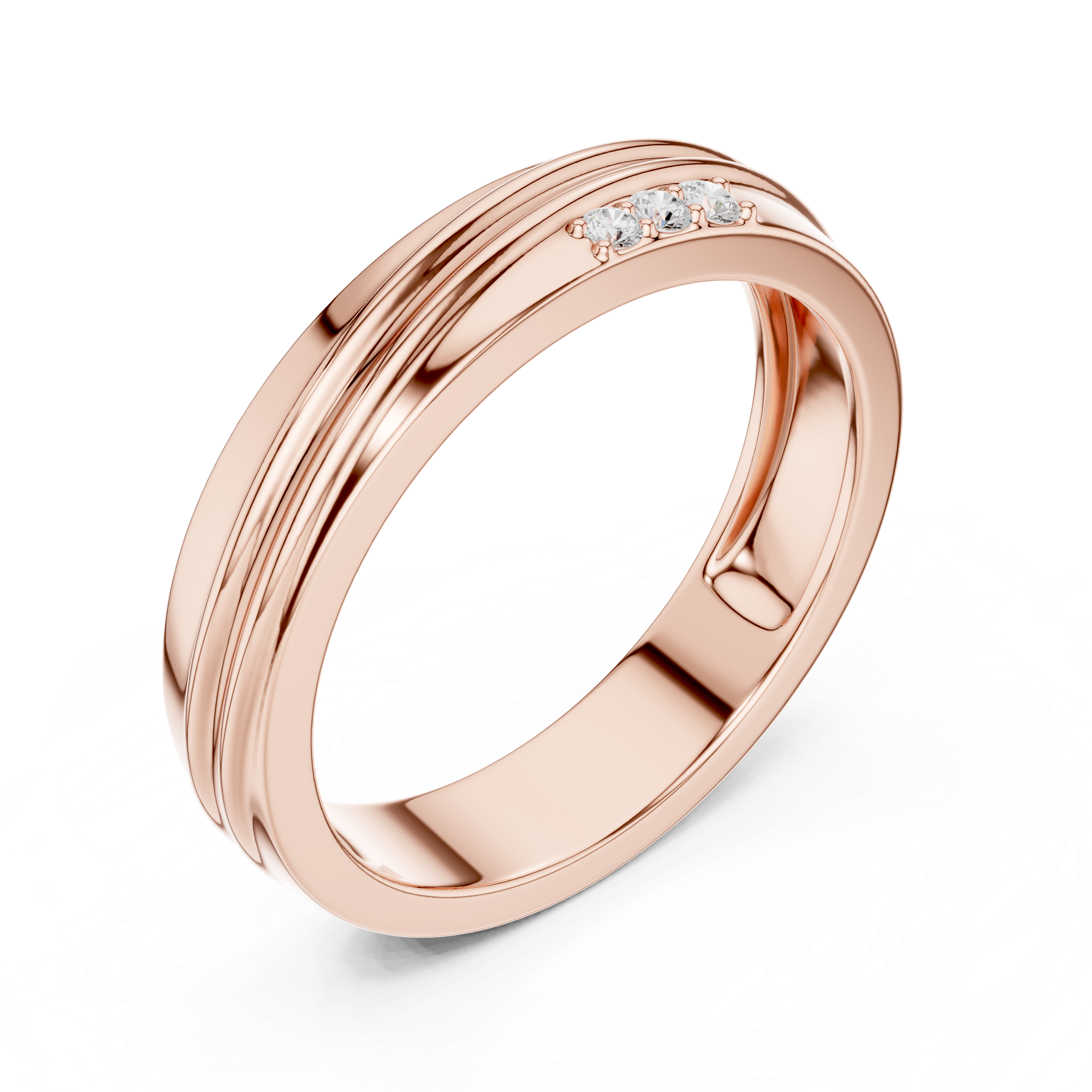 Triple Stone Accent Men's Ring with Grooved Band
