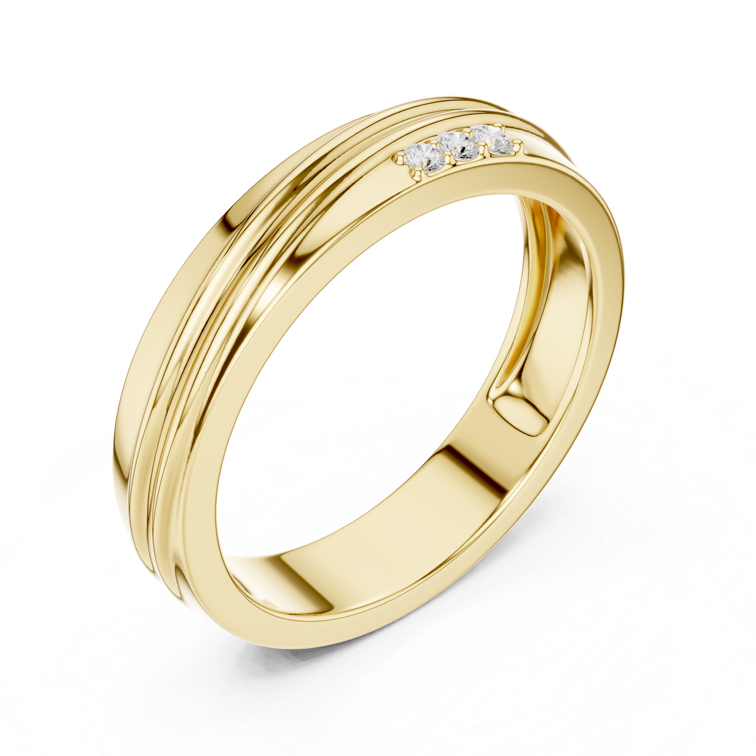 Triple Stone Accent Men's Ring with Grooved Band