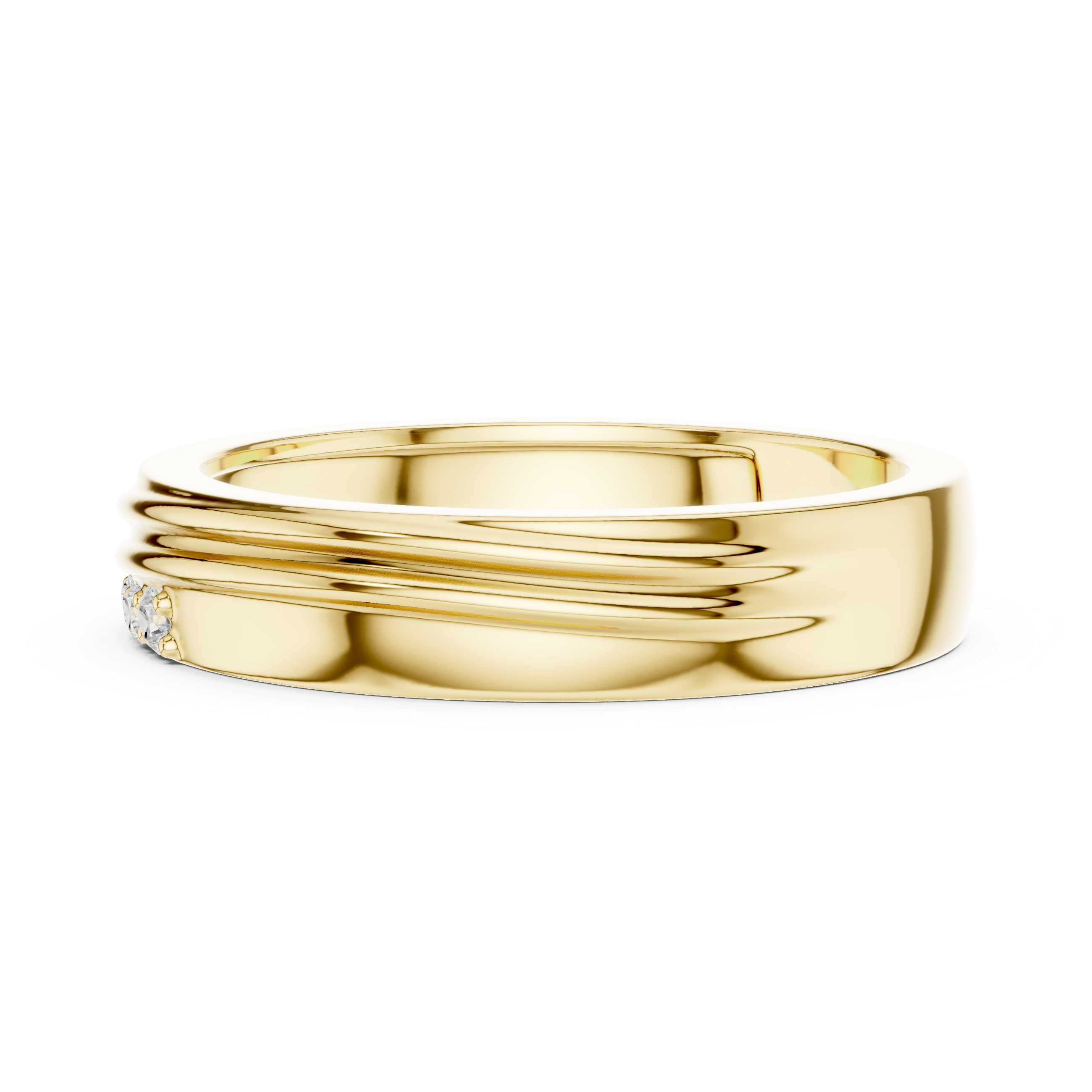 Triple Stone Accent Men's Ring with Grooved Band
