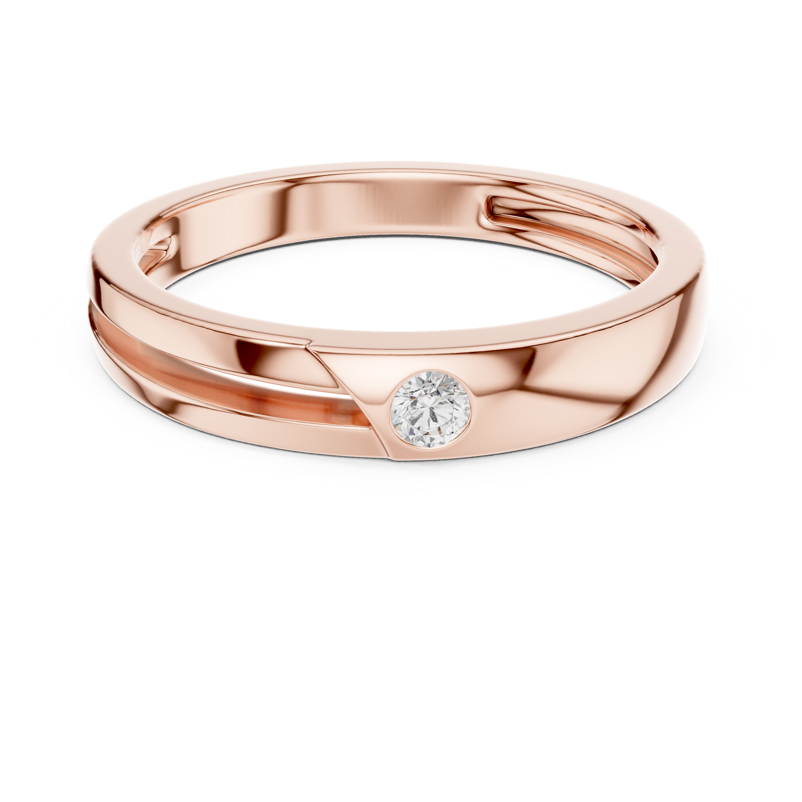 Minimal Bezel Set Diamond Men's Ring